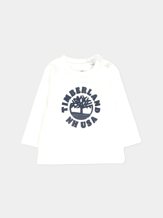 T-shirt bianca per neonato con logo,Timberland,T60589 10P