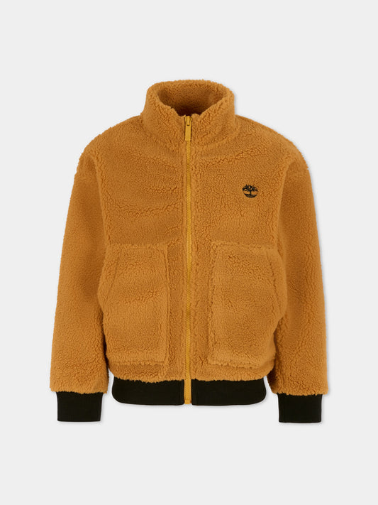 Ecopelliccia giallo ocra per bambino con logo,Timberland,T60757 589
