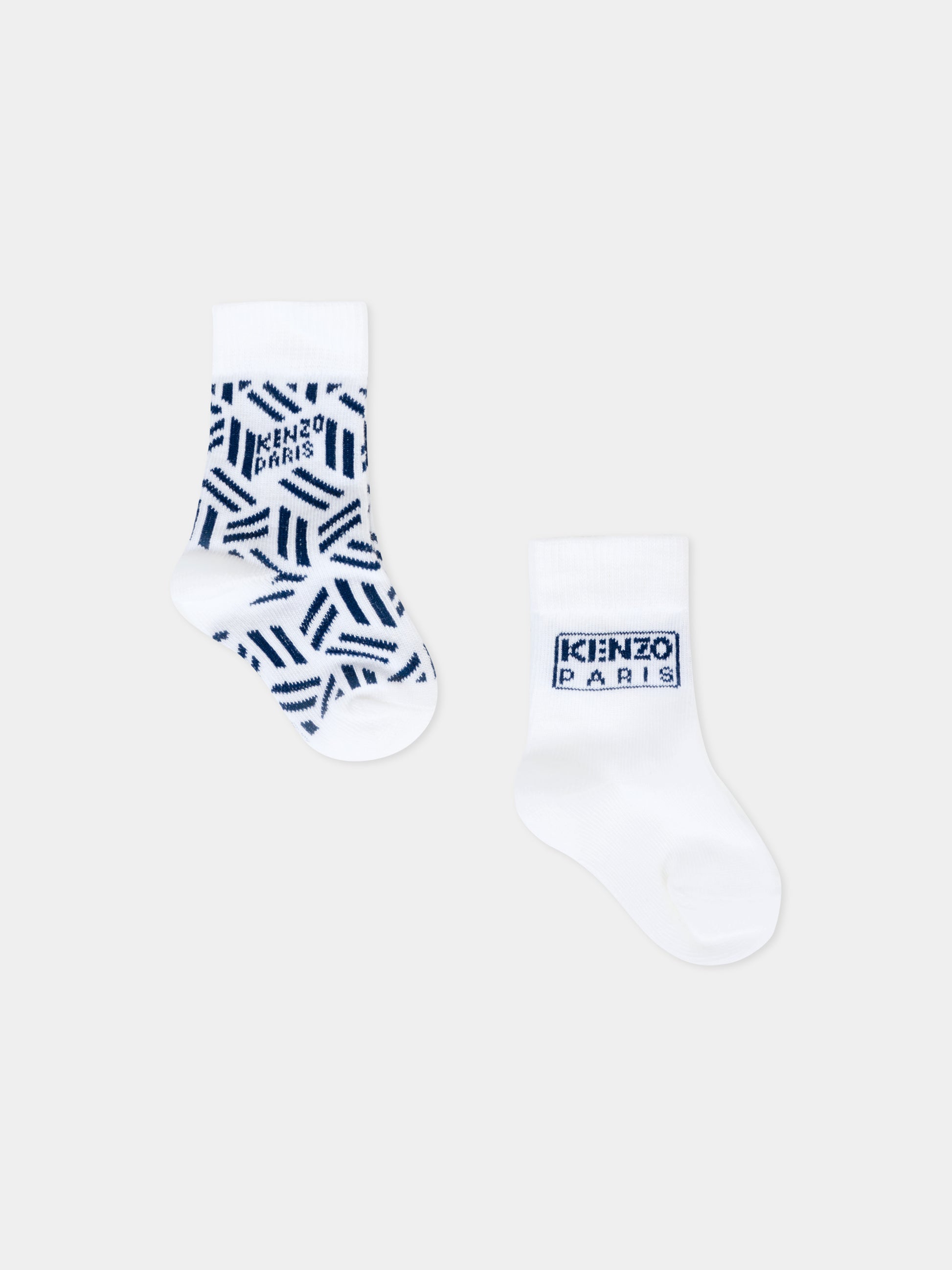 Set calzini bianco per neonato con logo,Kenzo Kids,K61209 117