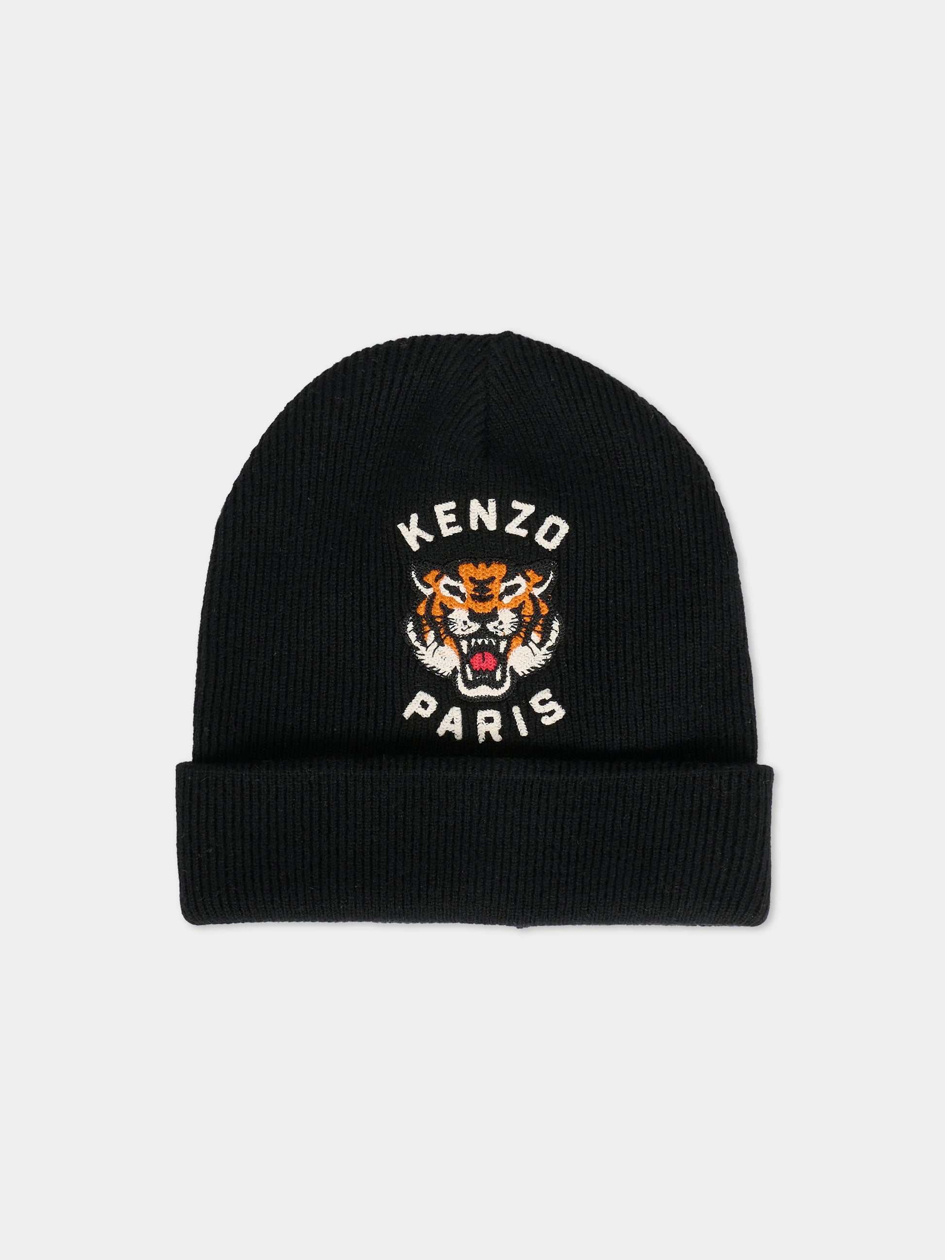 Berretto nero per bambino con Lucky Tiger,Kenzo Kids,K61216 095