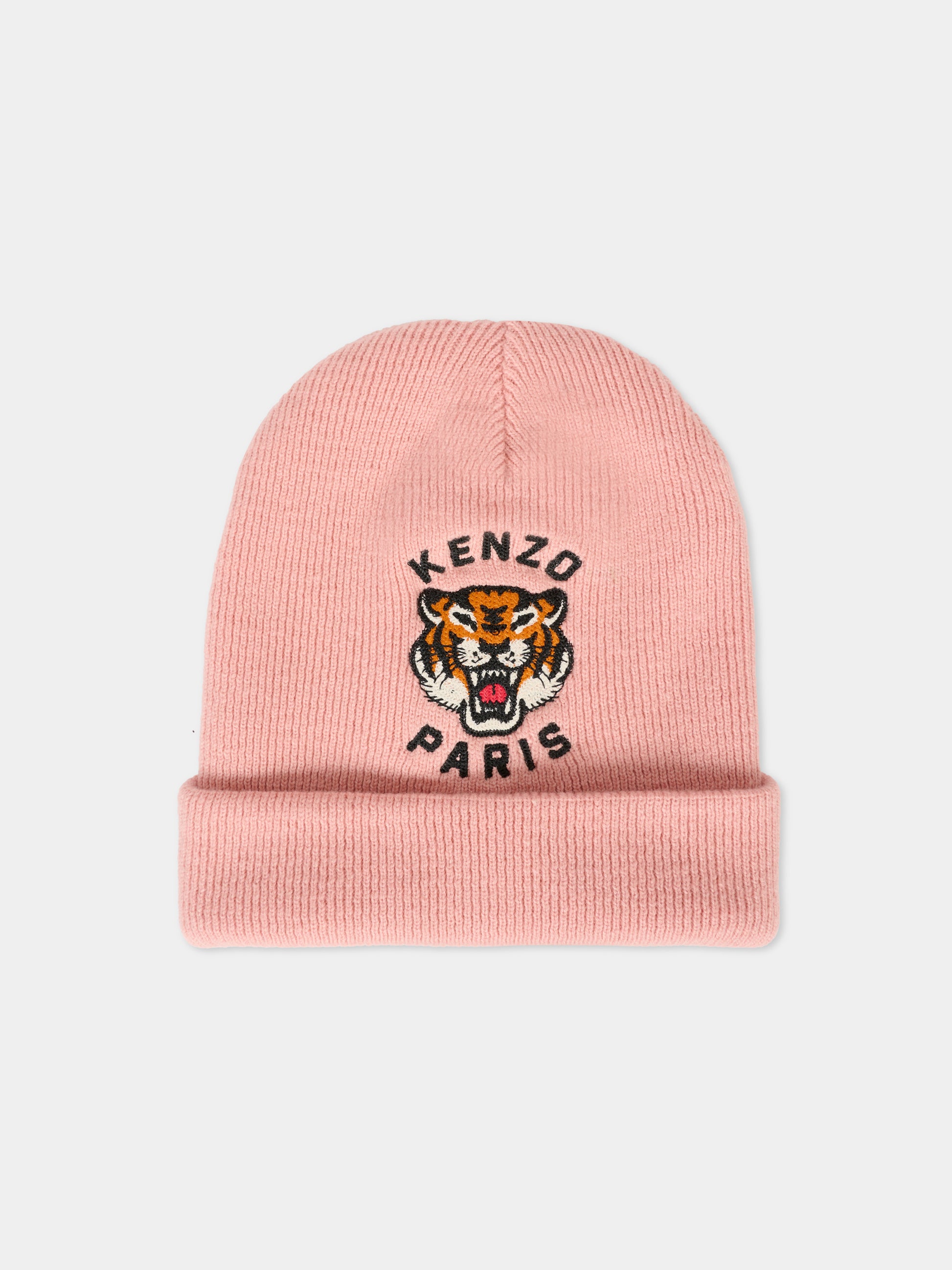Berretto rosa per bambina con Lucky Tiger,Kenzo Kids,K61216 47H