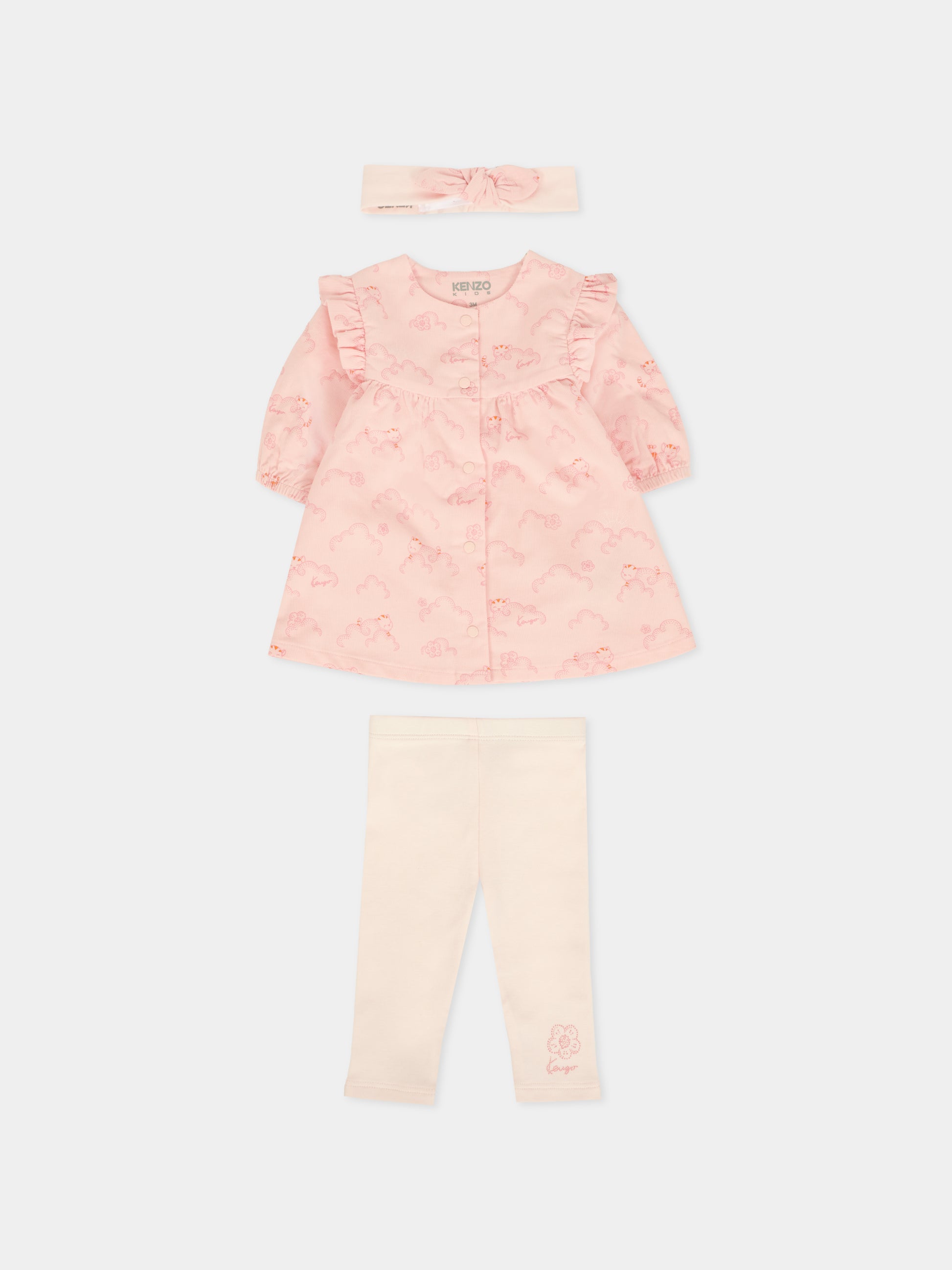 Completo rosa per neonata con tigre,Kenzo Kids,K61231 46T