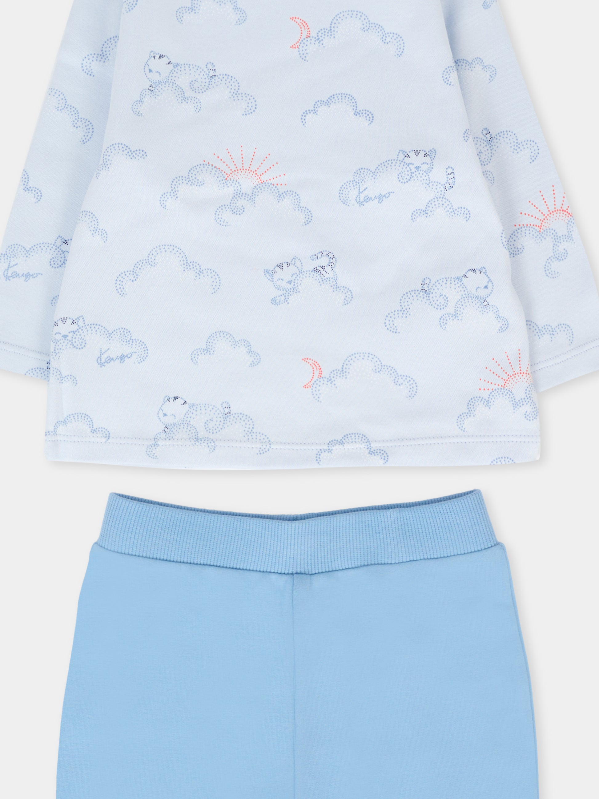Completo azzurro per neonato con tigre all over,Kenzo Kids,K61244 771