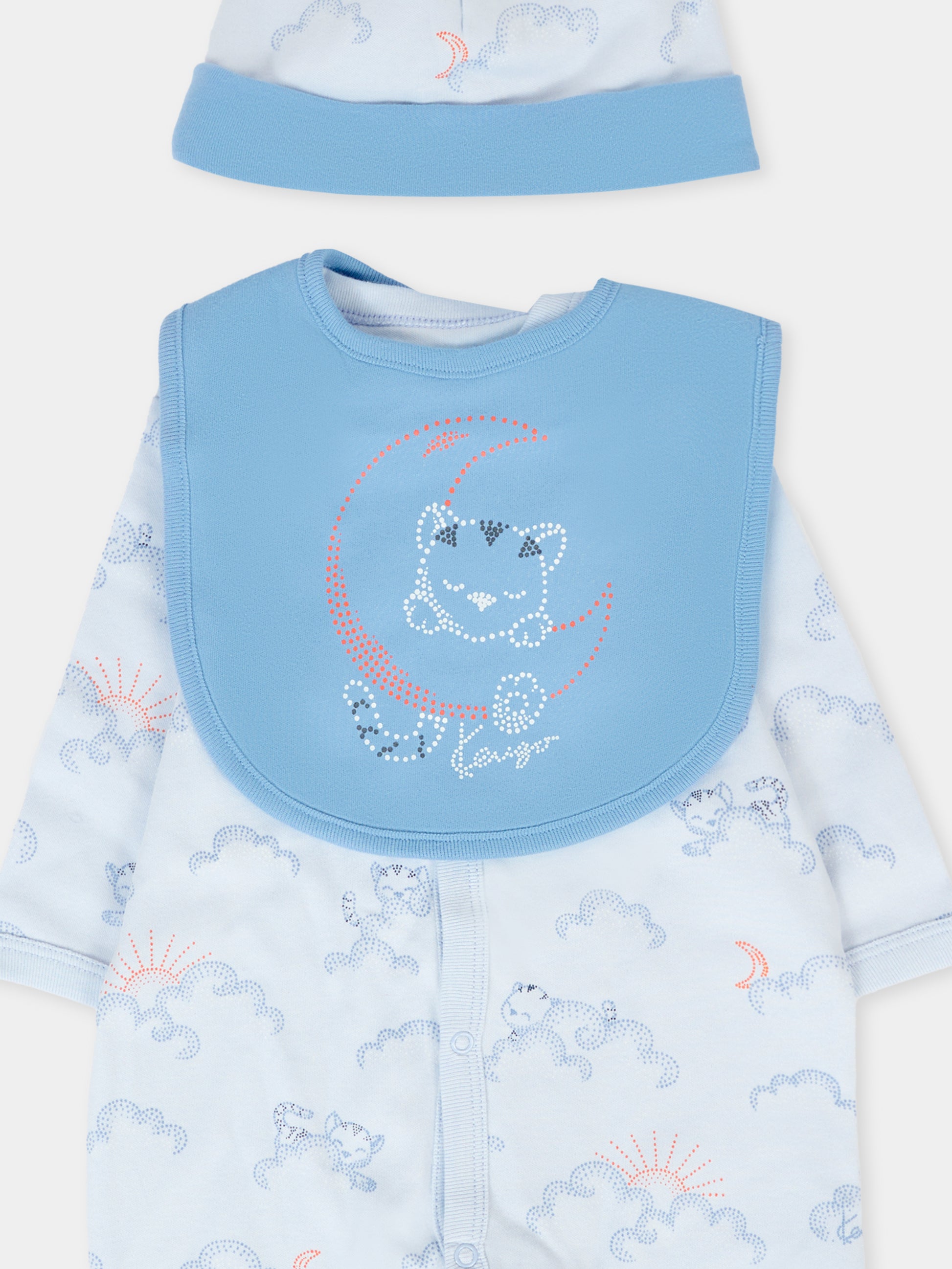 Set tutina azzurra per neonato con tigre all over,Kenzo Kids,K61247 771