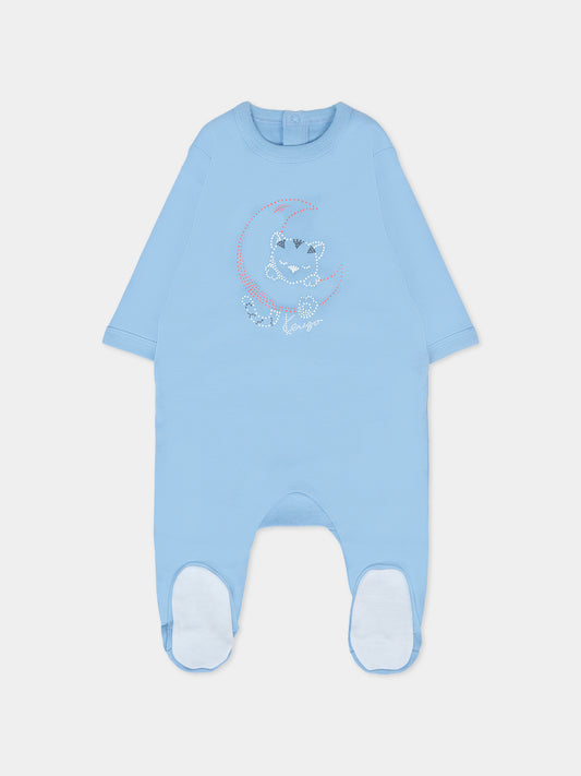 Tutina blu per neonato con tigre e luna,Kenzo Kids,K61250 77A