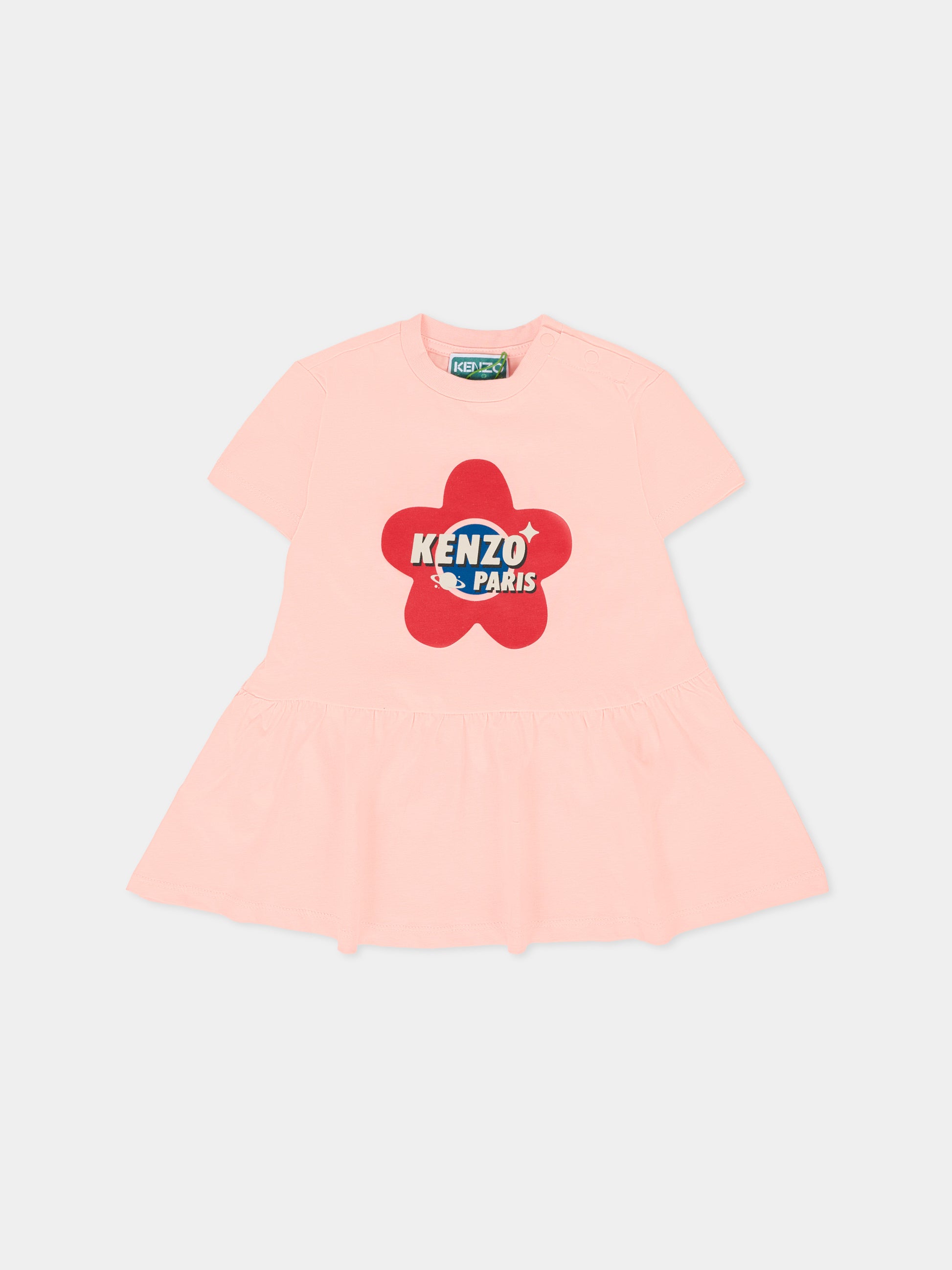 Vestito rosa per neonata con papavero,Kenzo Kids,K61267 47H