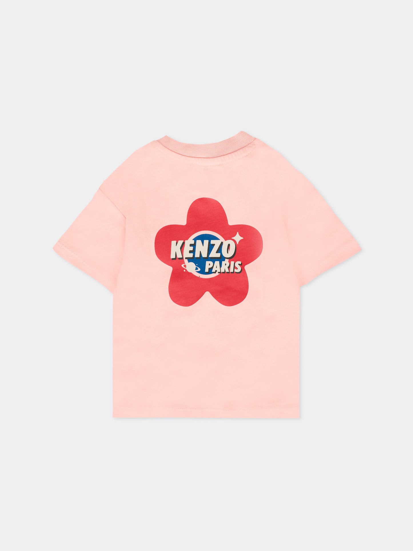 T-shirt rosa per neonata con papavero,Kenzo Kids,K61278 47H