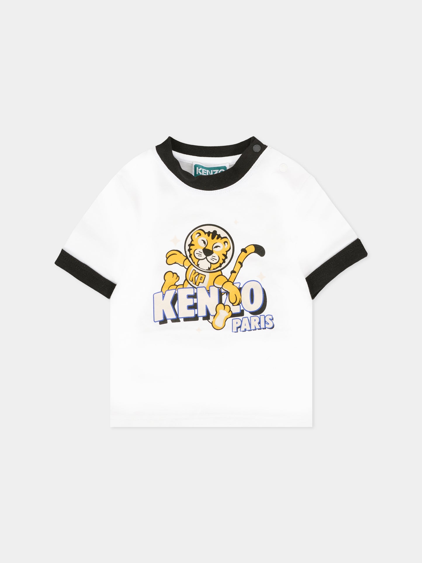 Set t-shirt bianco per neonato con tigre,Kenzo Kids,K61298 N50
