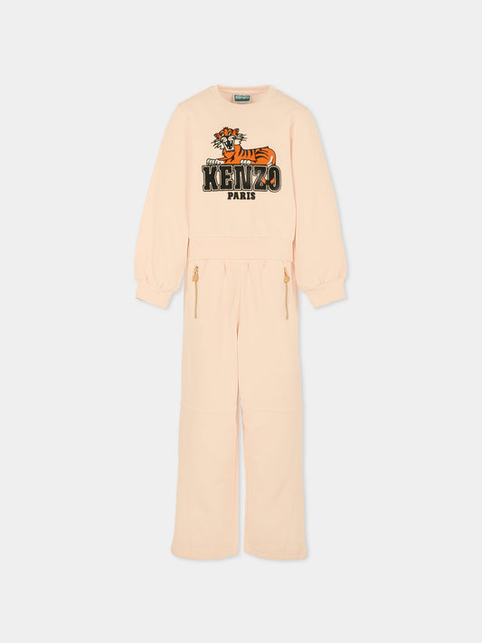 Completo rosa per bambina con tigre,Kenzo Kids,K61335 46M
