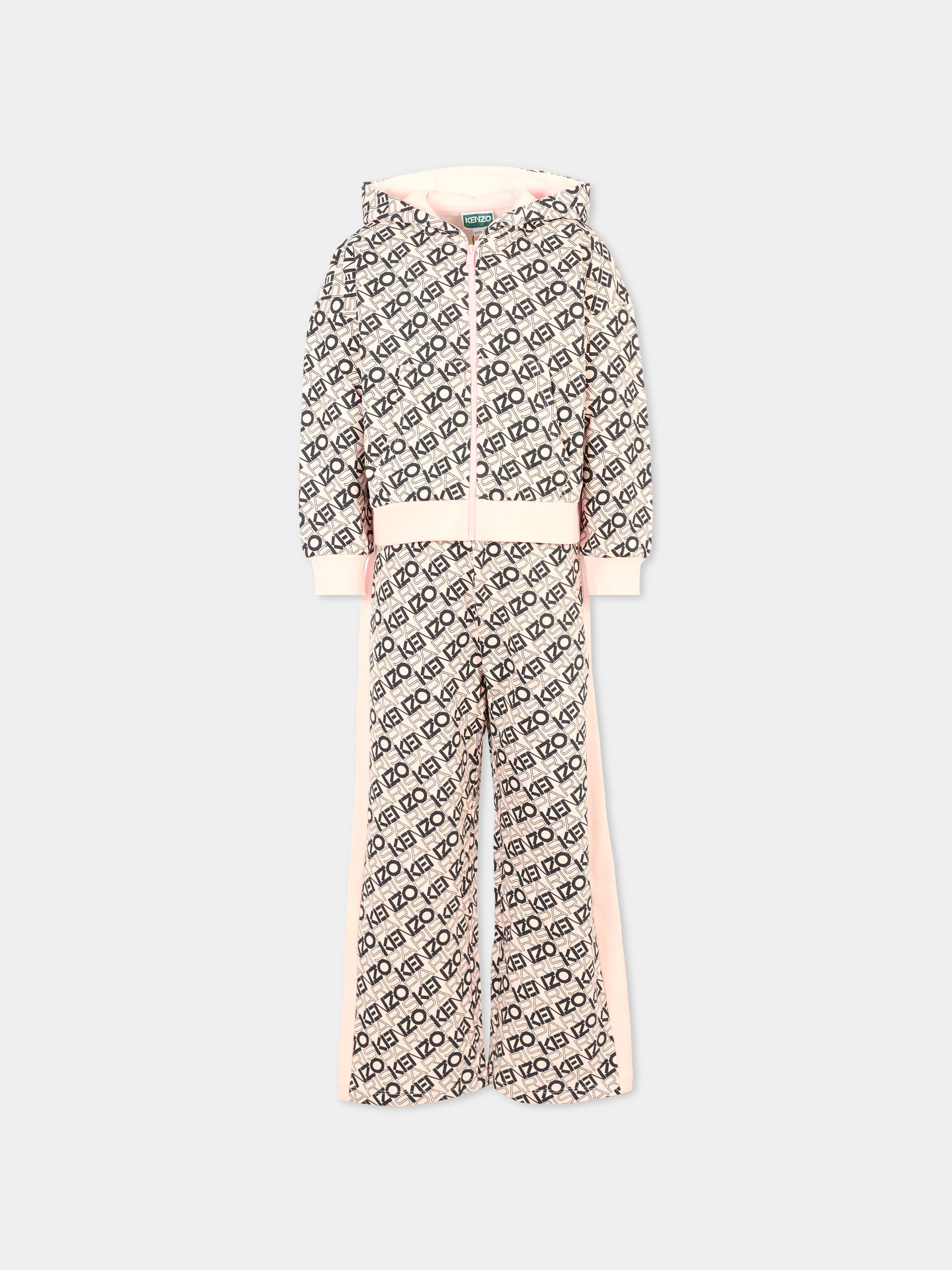 Completo rosa per bambina con logo all over,Kenzo Kids,K61363 46M