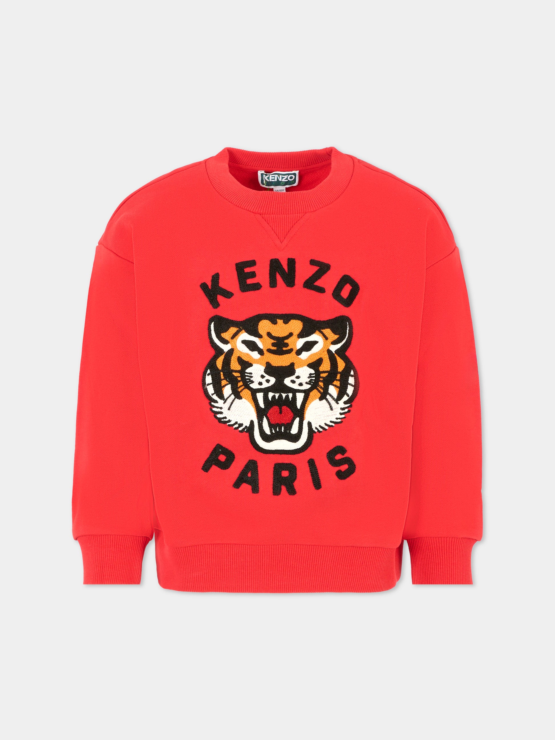 Felpa rossa per bambini con Lucky Tiger,Kenzo Kids,K61432 968
