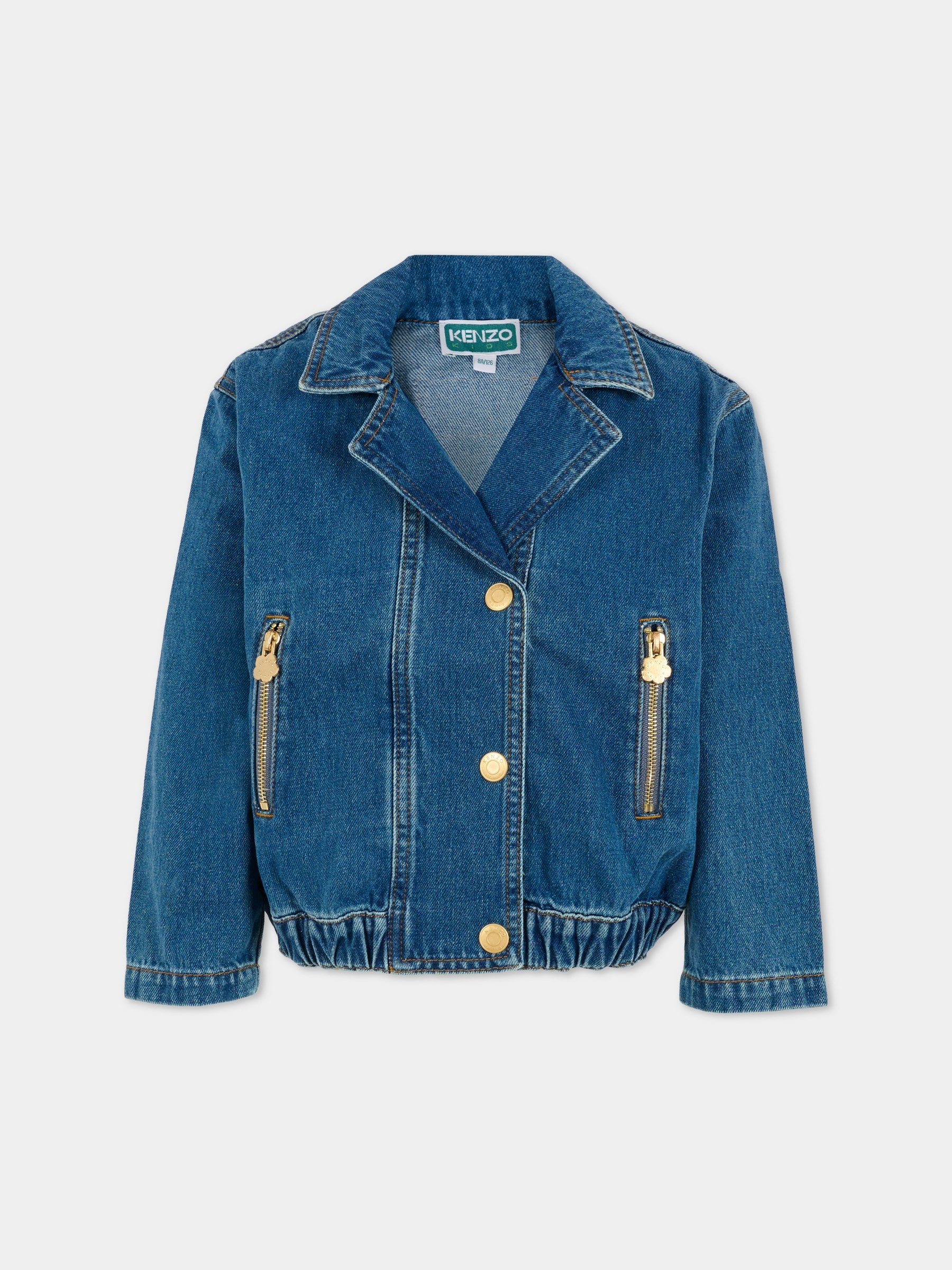 Giubbotto di jeans denim per bambina con logo,Kenzo Kids,K61475 Z27