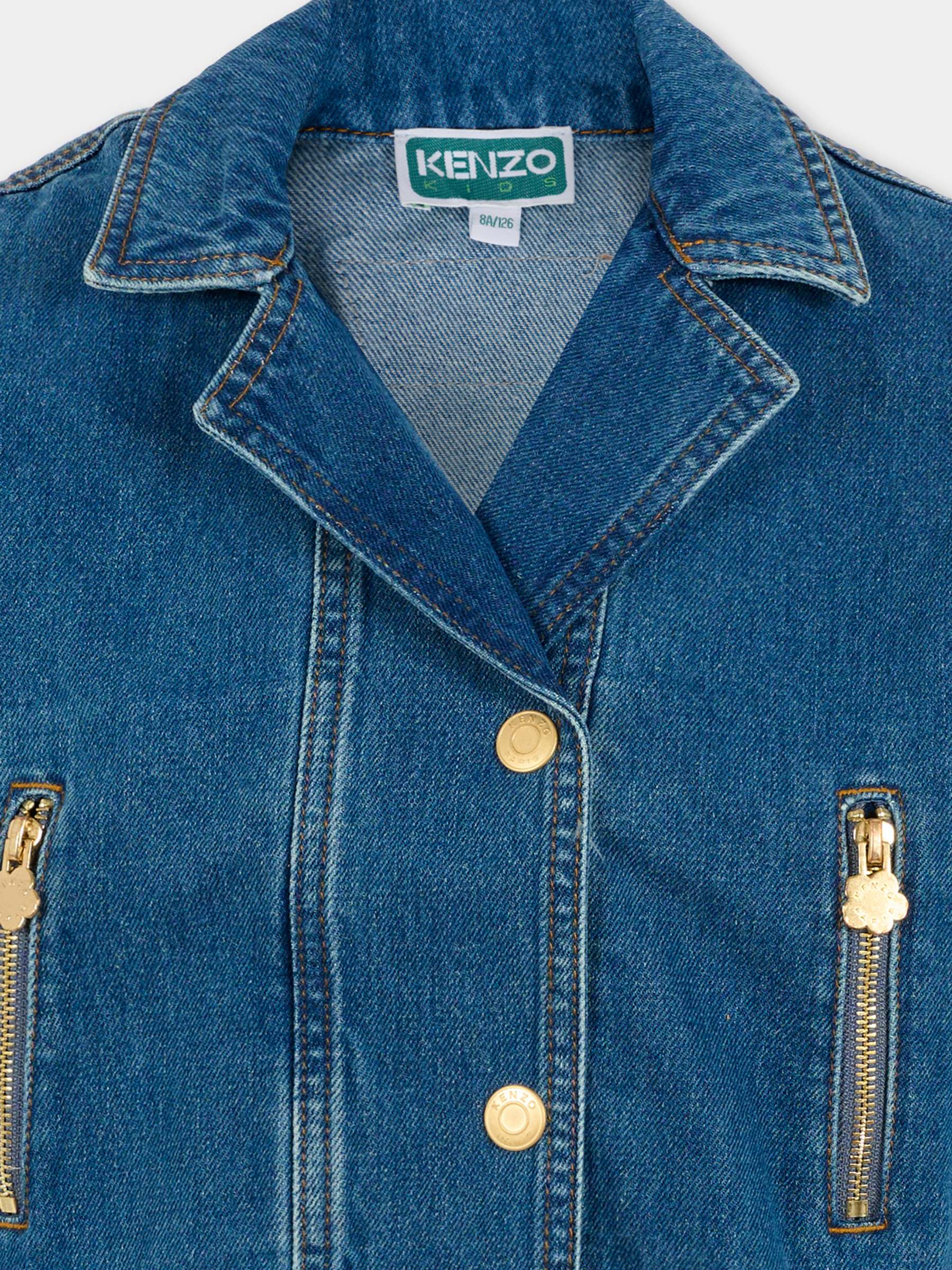 Giubbotto di jeans denim per bambina con logo,Kenzo Kids,K61475 Z27