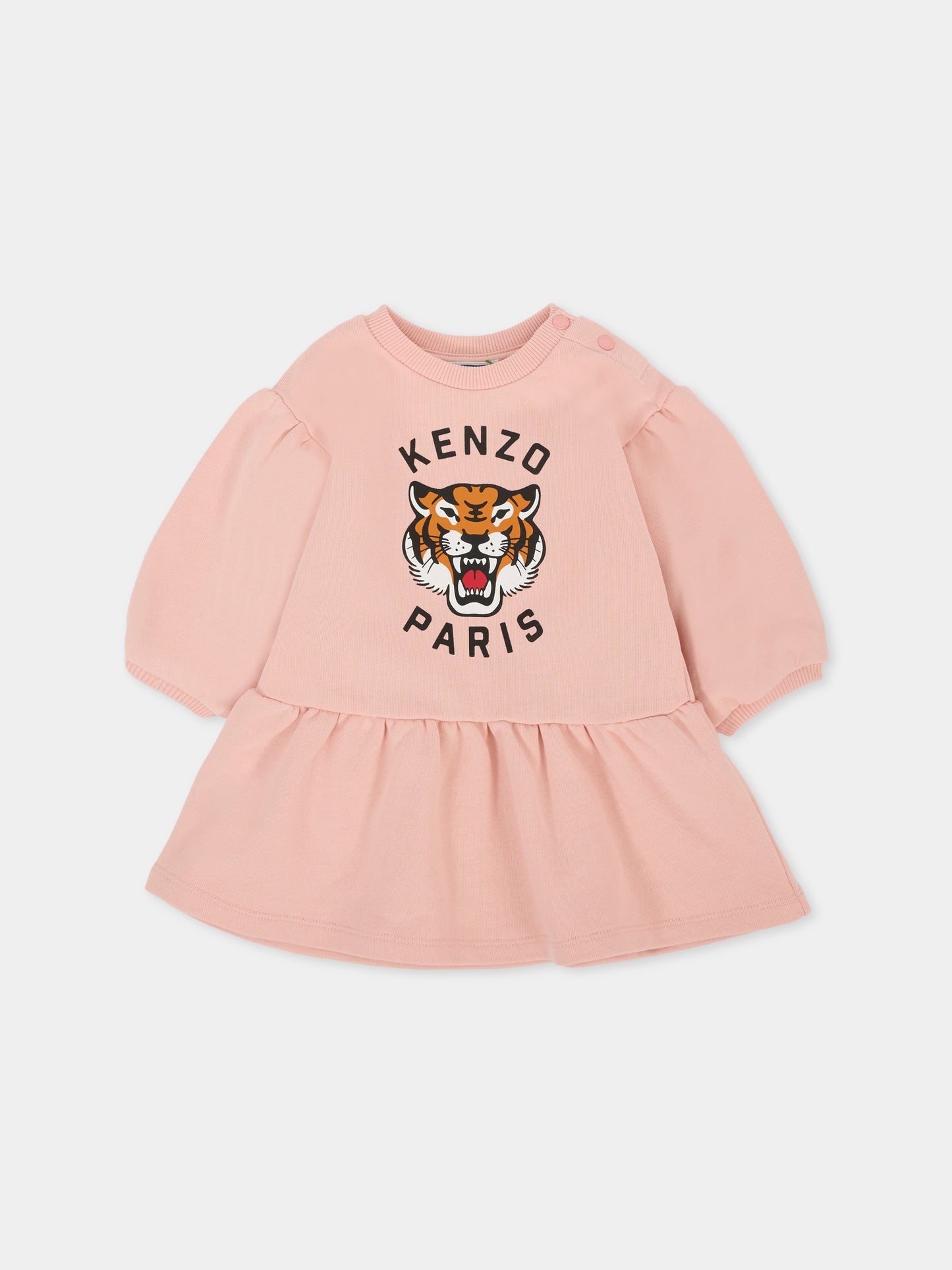 Vestito rosa per neonata con Lucky Tiger,Kenzo Kids,K61499 47H