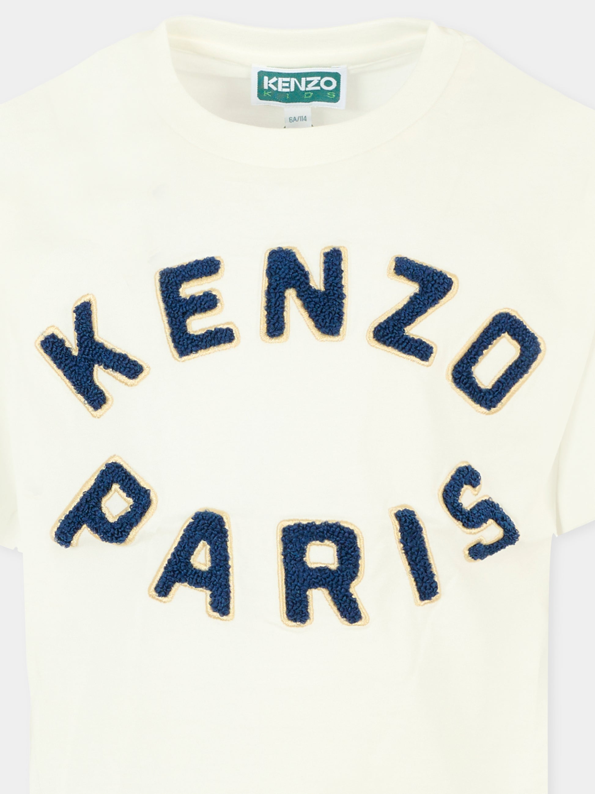T-shirt avorio per bambini con logo,Kenzo Kids,K61508 117