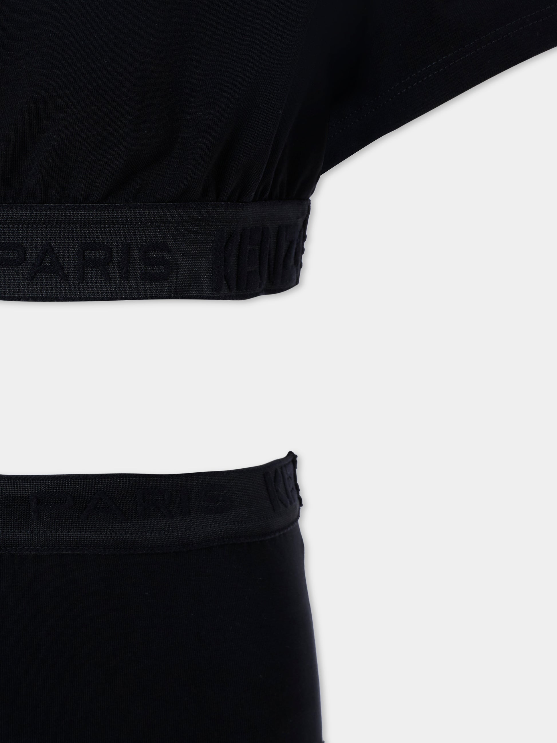 Completo nero per bambina con logo,Kenzo Kids,K61512 095