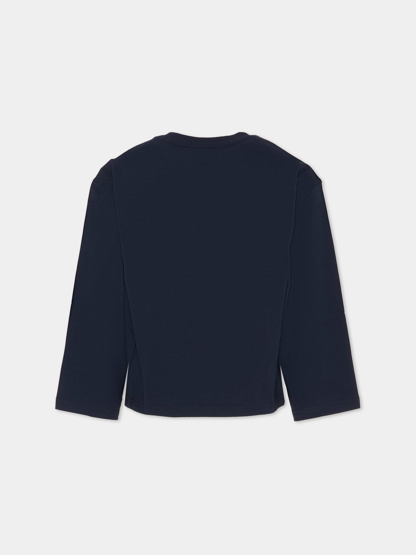 T-shirt blu per bambino con numeri e logo,Kenzo Kids,K61552 845