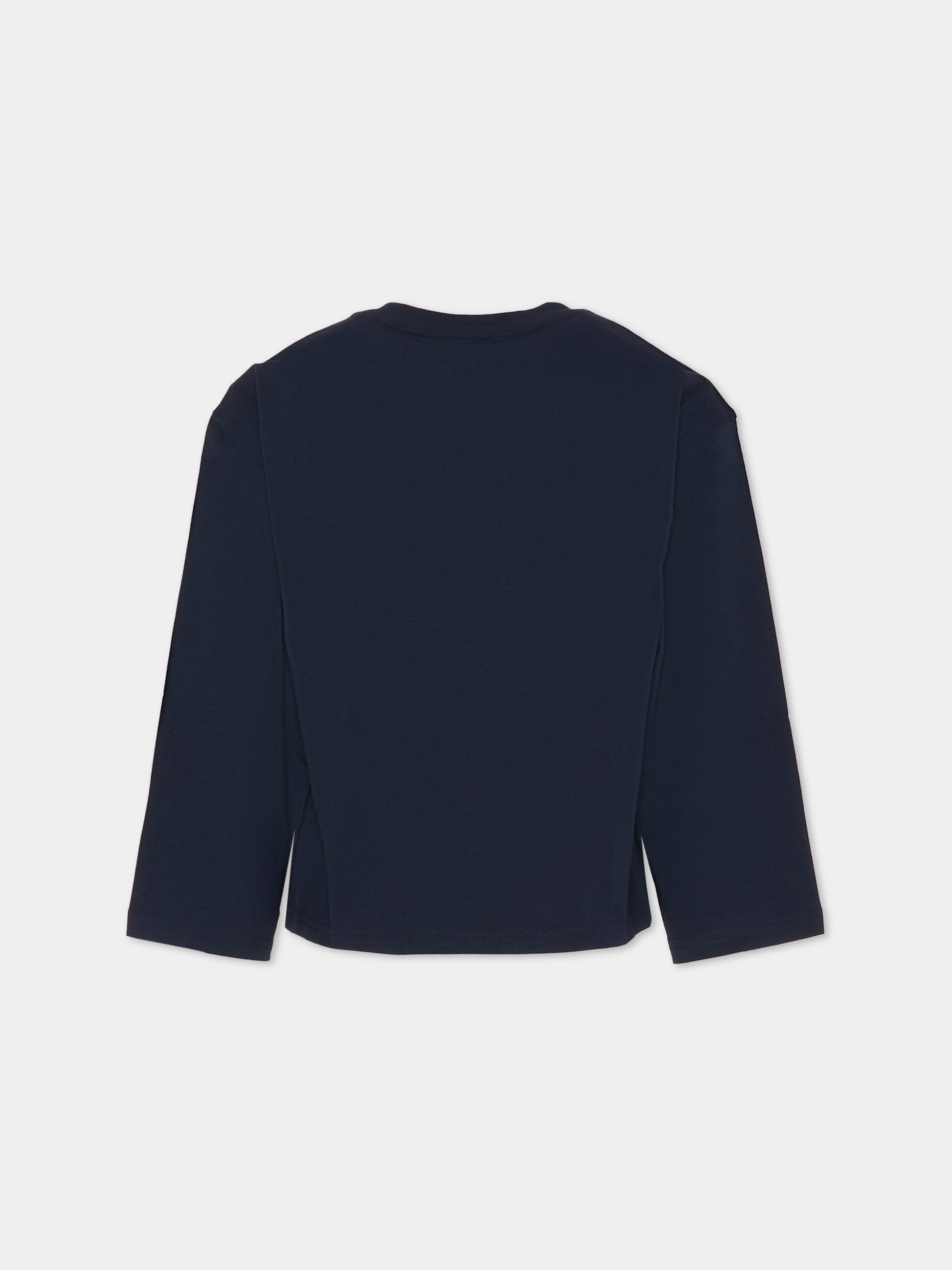 T-shirt blu per bambino con numeri e logo,Kenzo Kids,K61552 845