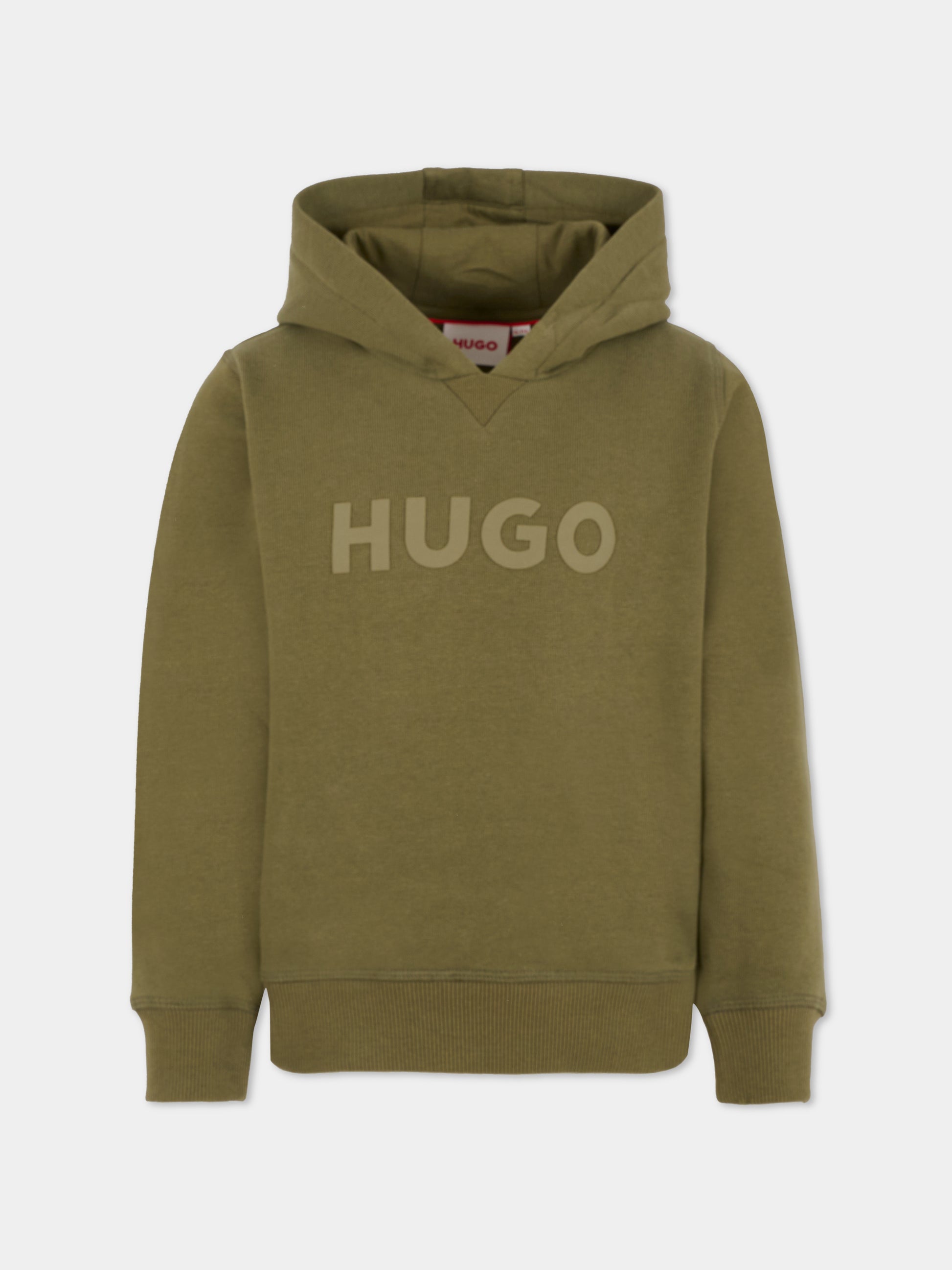 Felpa verde per bambino con logo,Hugo,G00446 65F