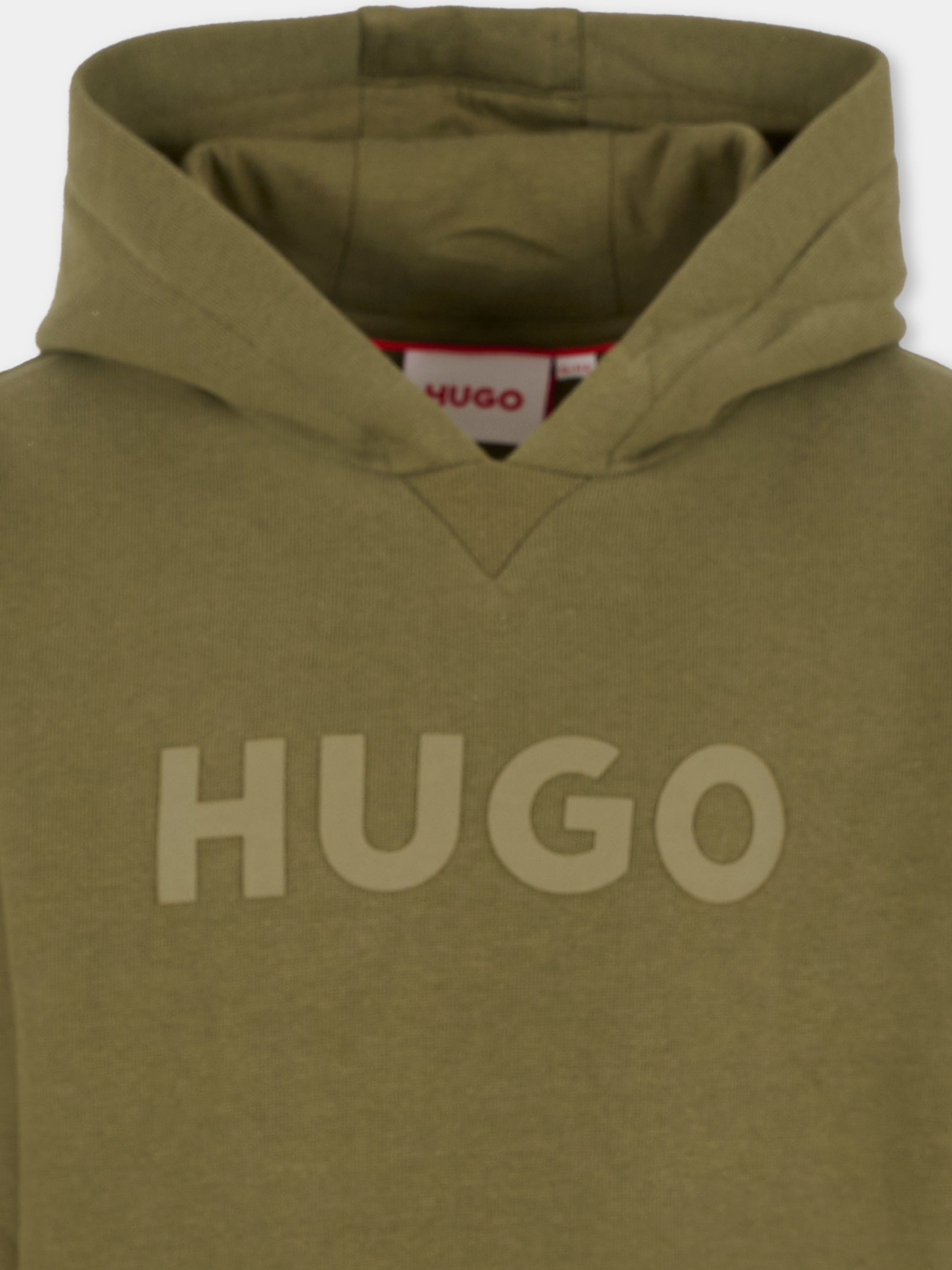 Felpa verde per bambino con logo,Hugo,G00446 65F