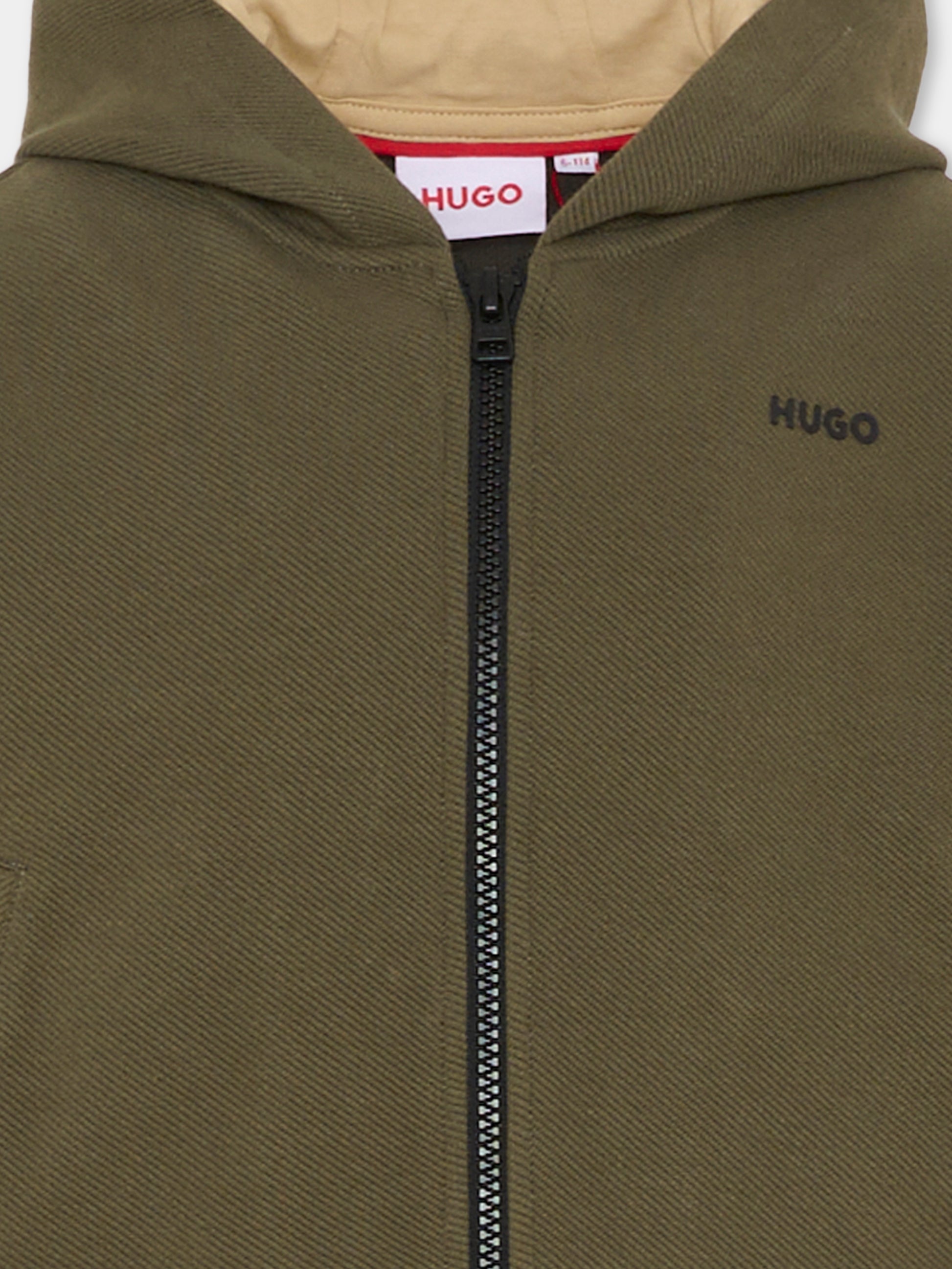 Felpa verde per bambino con logo,Hugo,G00459 P26