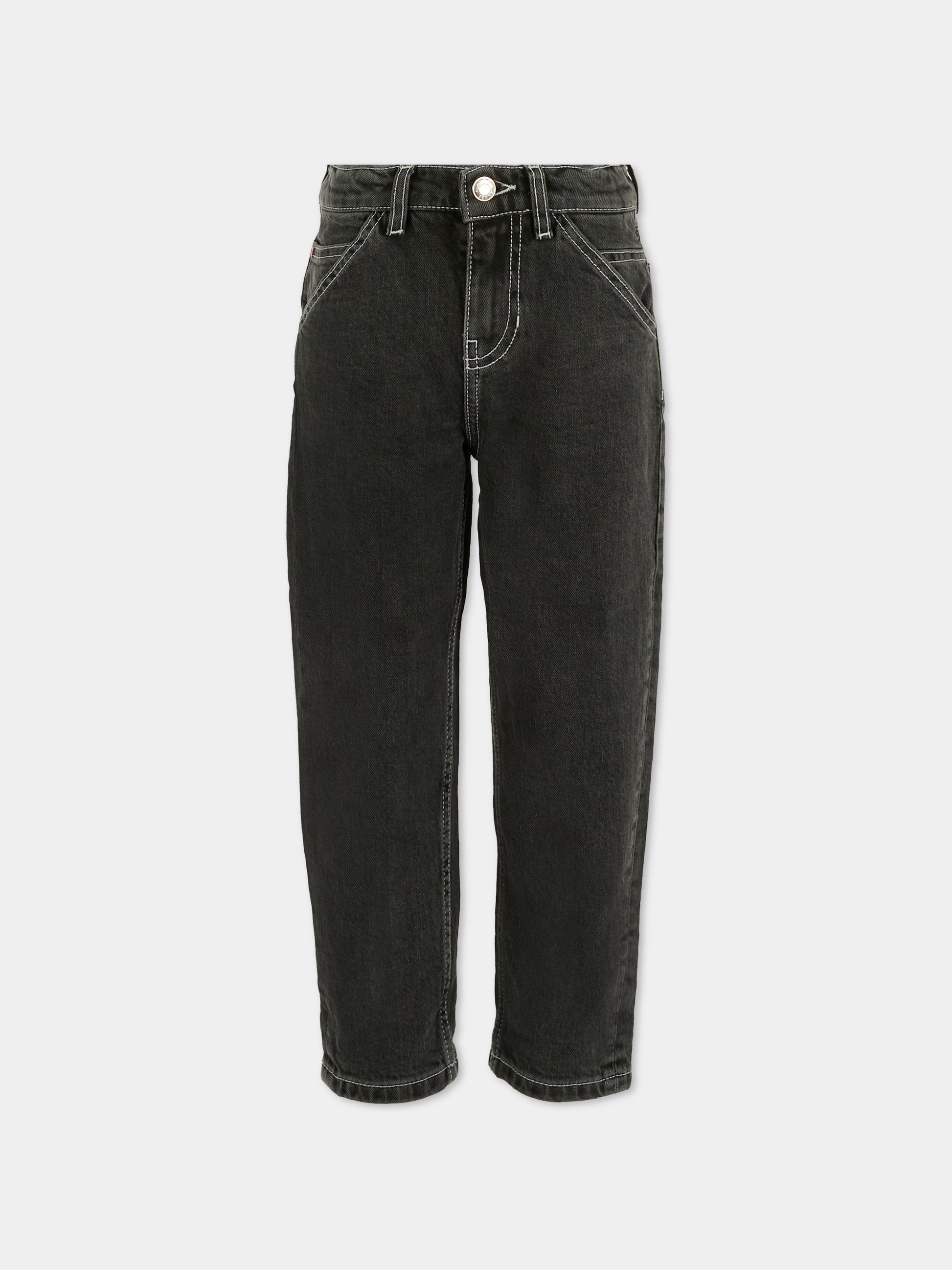 Jeans neri per bambino con logo,Hugo,G00473 Z09