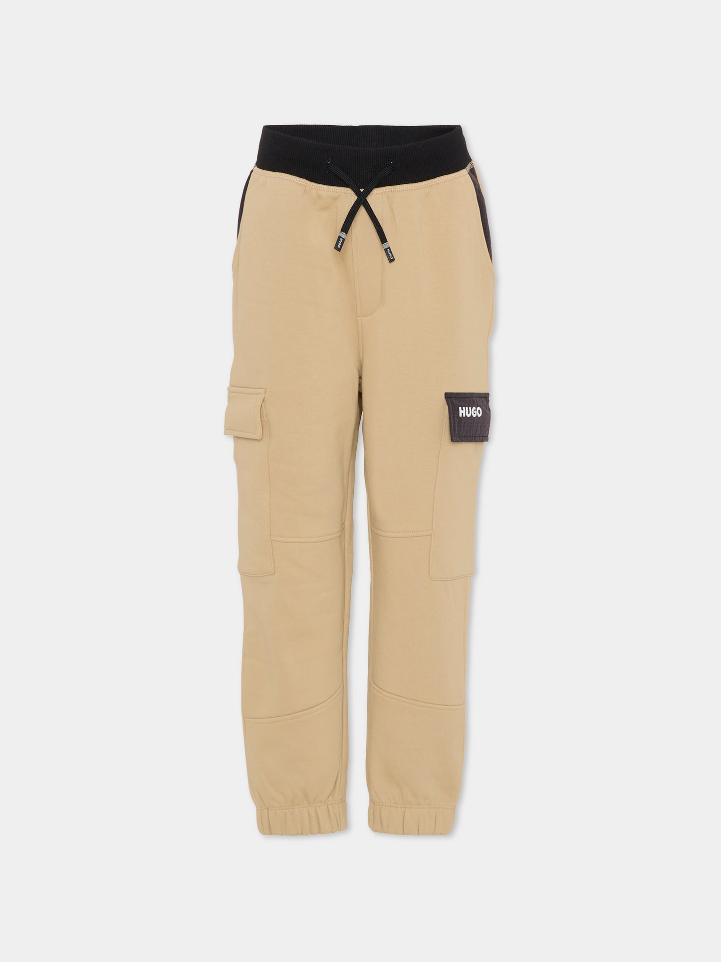 Pantaloni beige per bambino con logo,Hugo,G00477 249