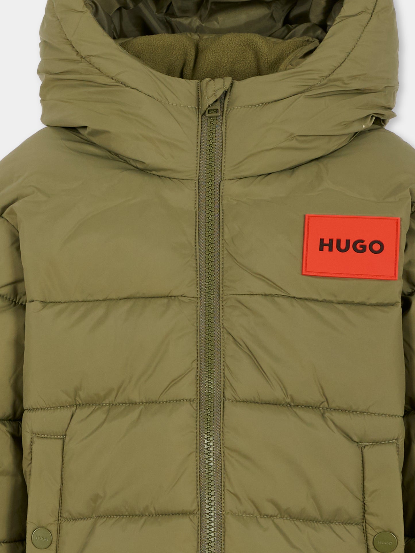 Piumino verde per bambino con logo,Hugo,G00484 65F
