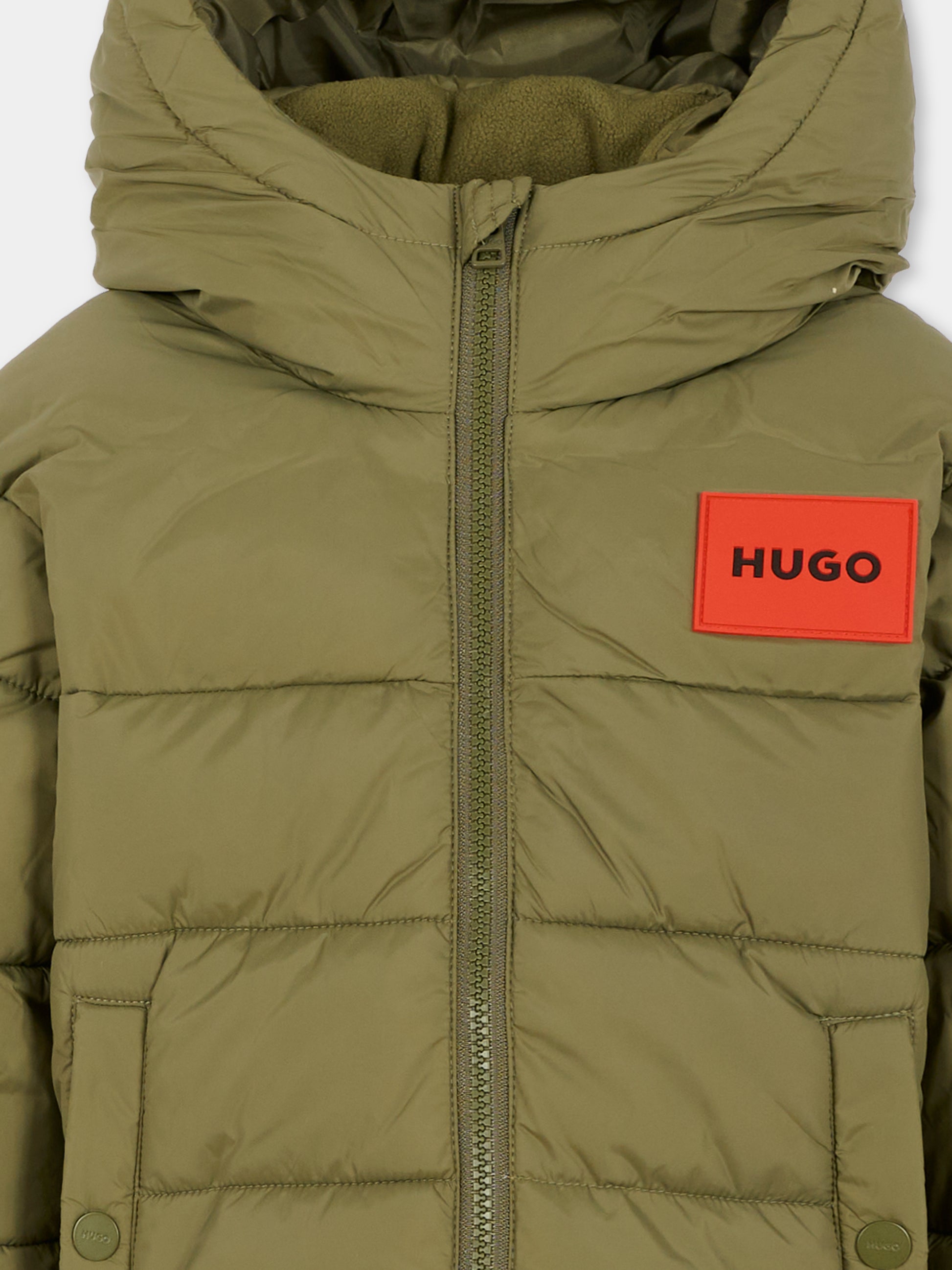 Piumino verde per bambino con logo,Hugo,G00484 65F