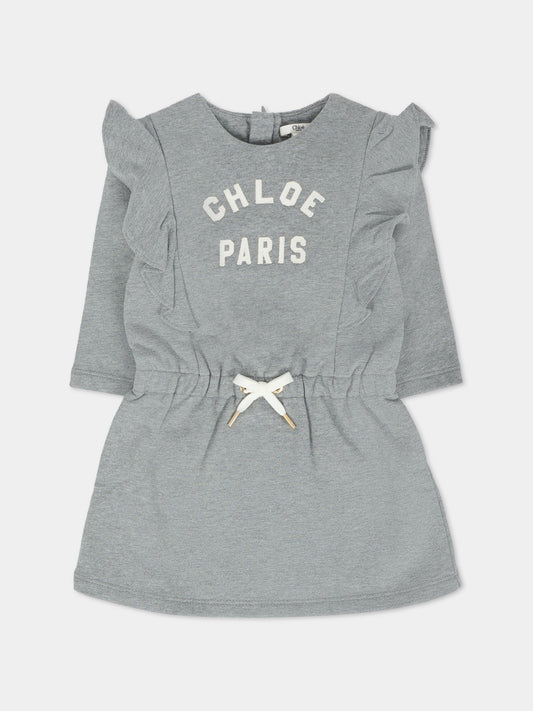 Vestito grigio per neonata con logo,Chloé Kids,C20712 A46