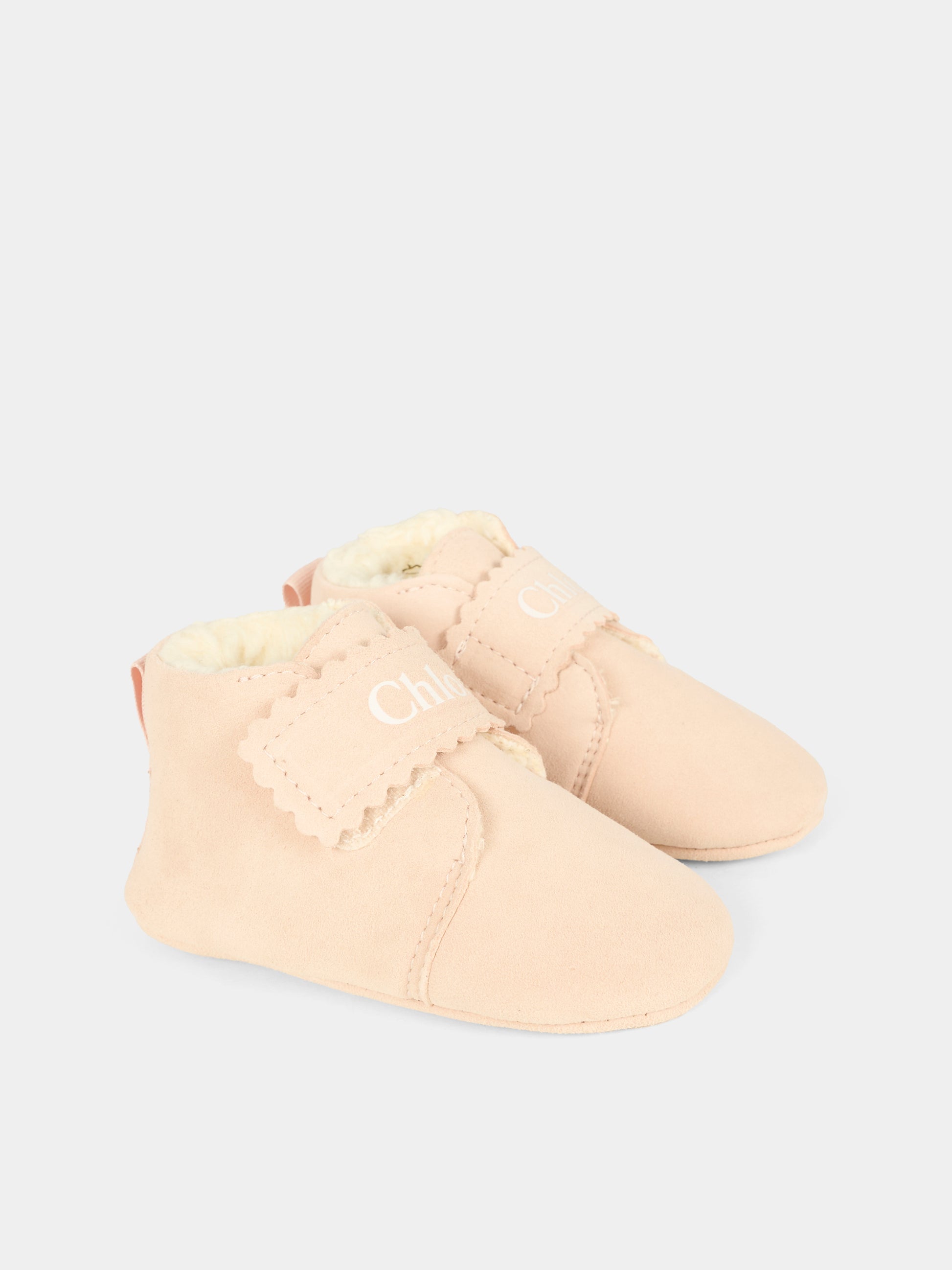 Set tutina rosa per neonata con logo ricamato,Chloé Kids,C20762 244