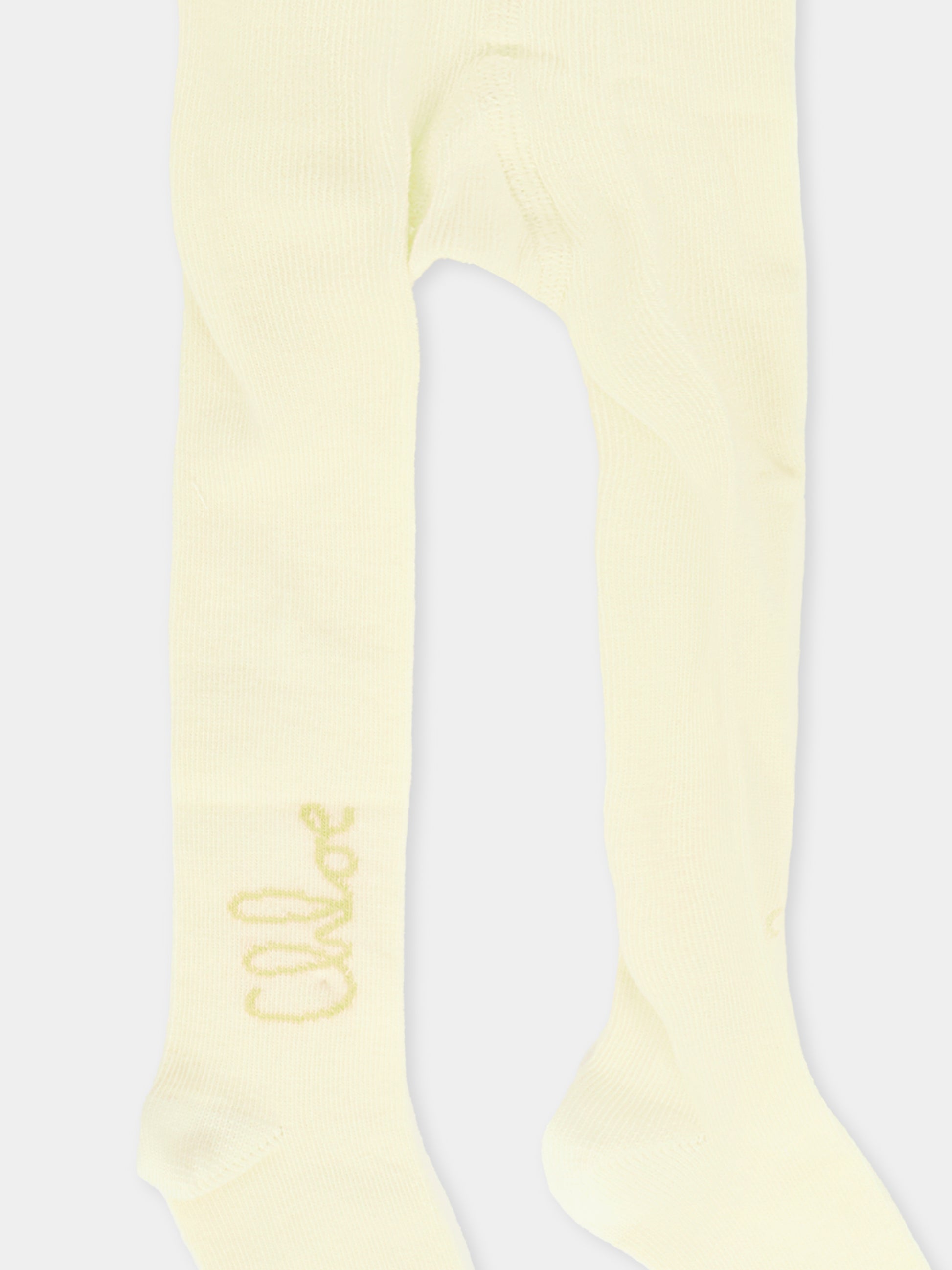Collant avorio per bambina con logo dorato,Chloé Kids,C20784 117