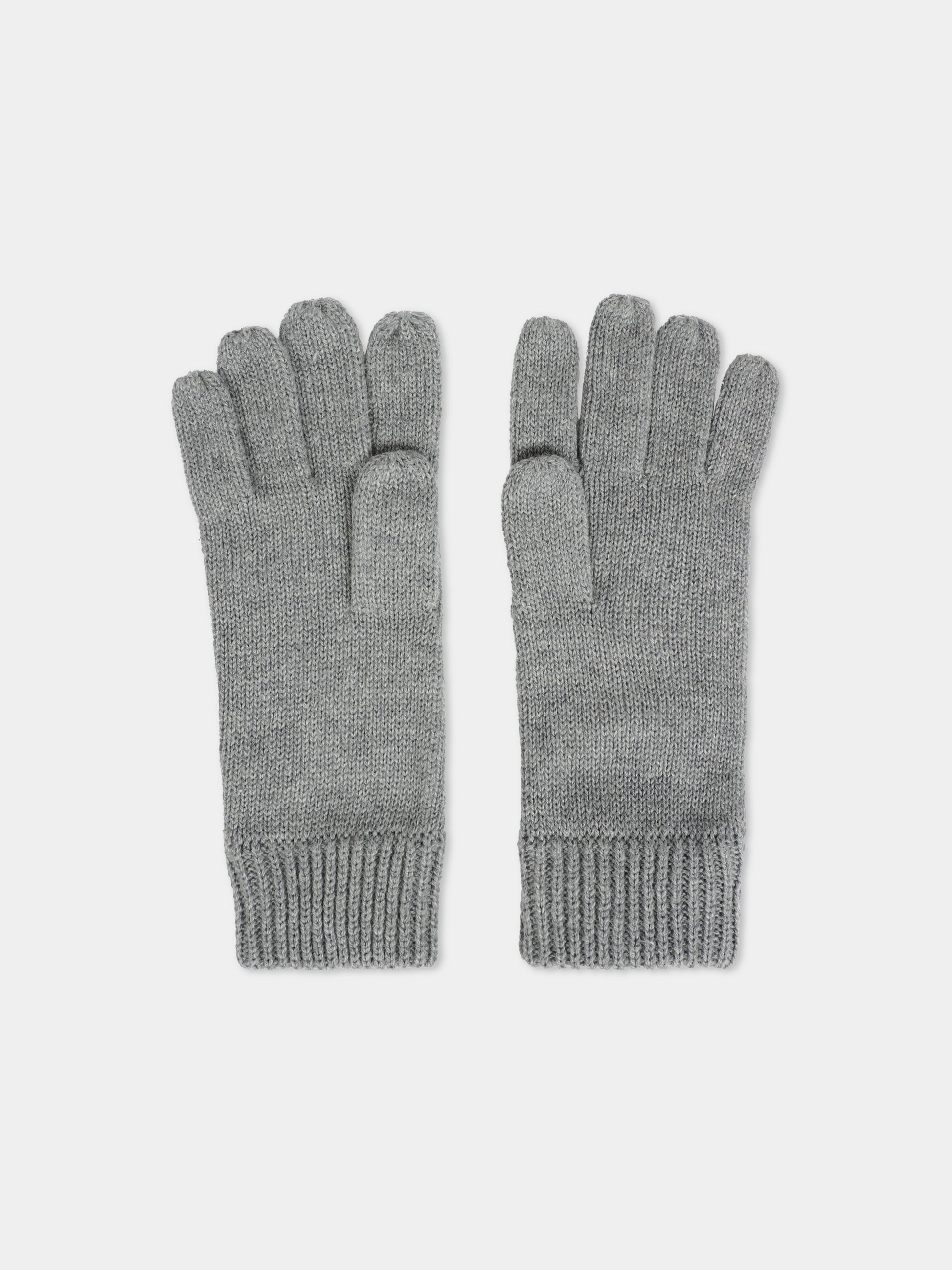 Guanti grigi per bambina con logo ricamato,Chloé Kids,C20690 A46