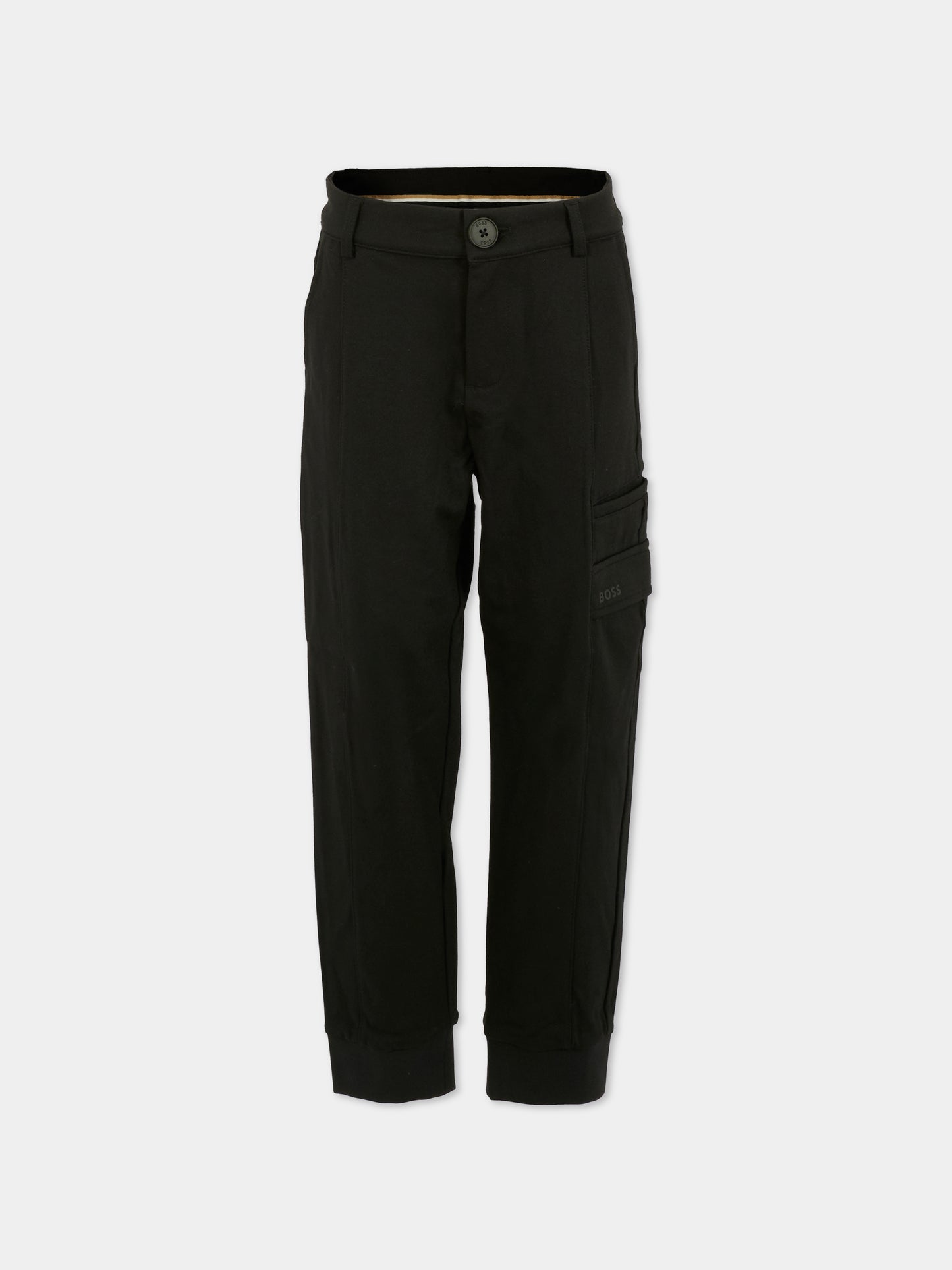 Pantaloni neri per bambino con logo,Boss,J52296 09B