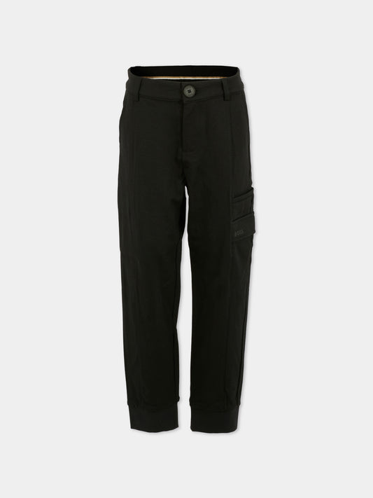 Pantaloni neri per bambino con logo,Boss,J52296 09B