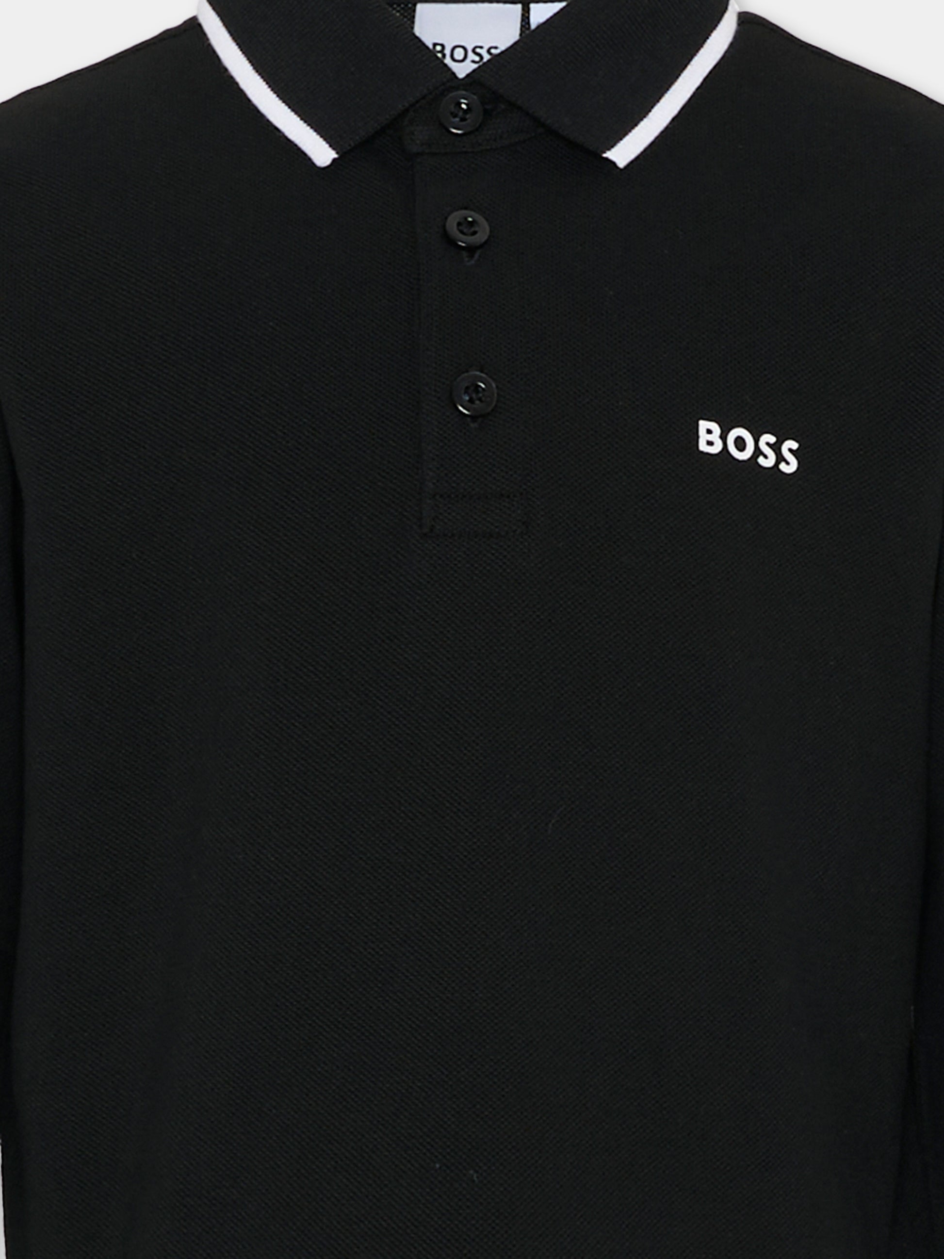Polo nera per bambino con logo,Boss,J52330 09B
