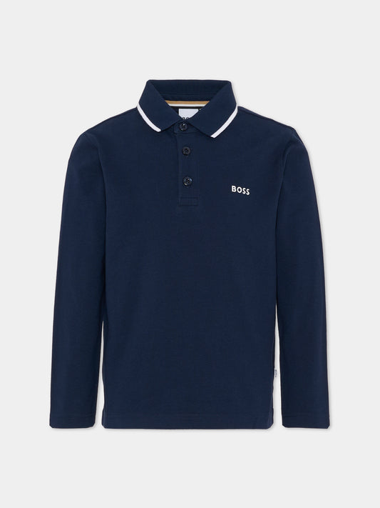 Polo blu per bambino con logo,Boss,J52330 849