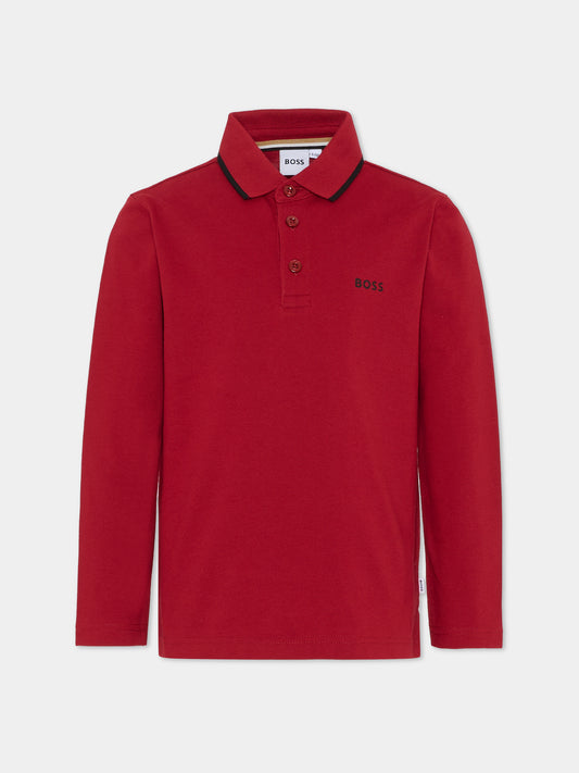 Polo rossa per bambino con logo,Boss,J52330 96D
