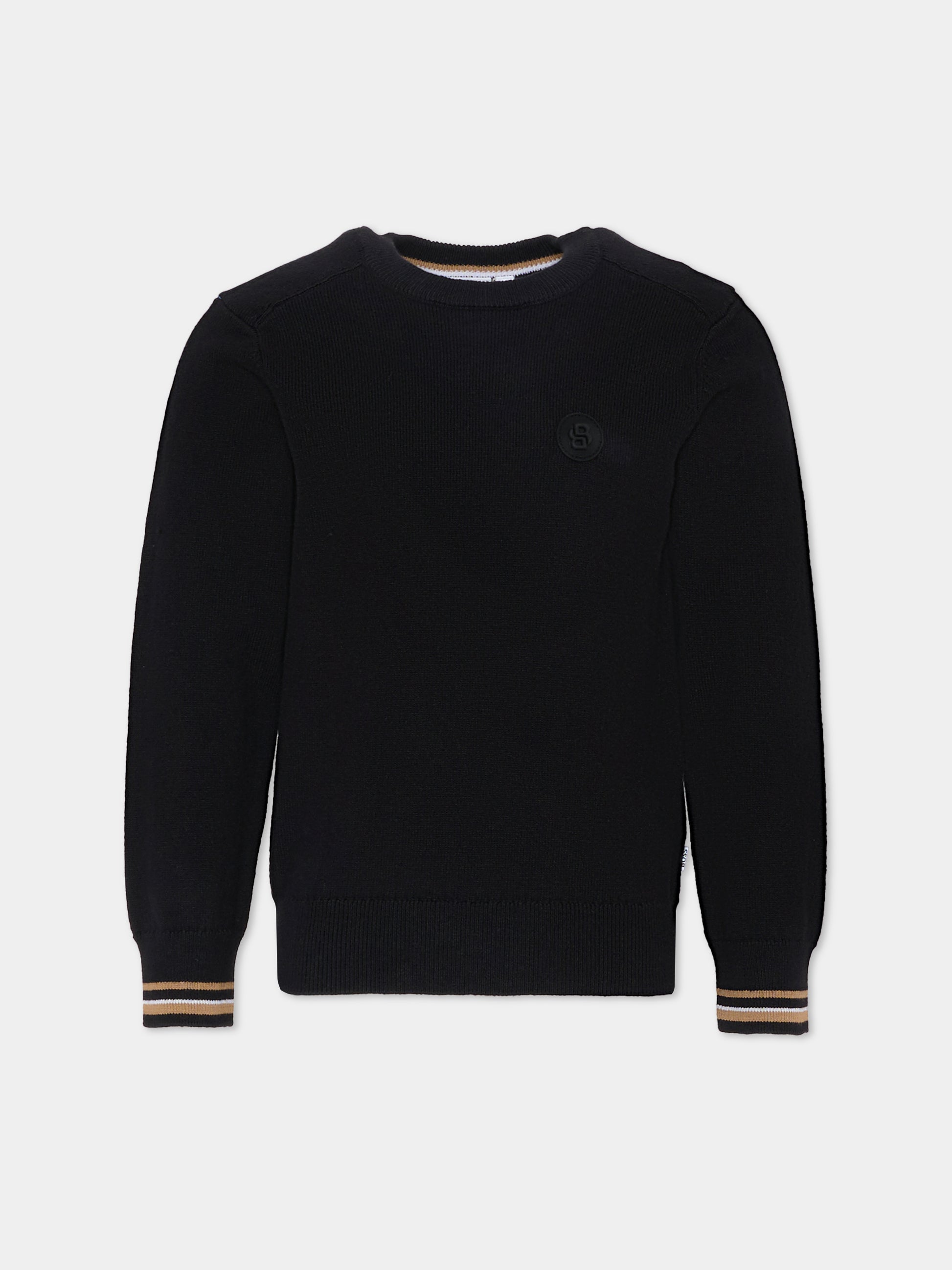 Maglione nero per bambino con logo,Boss,J52343 09B