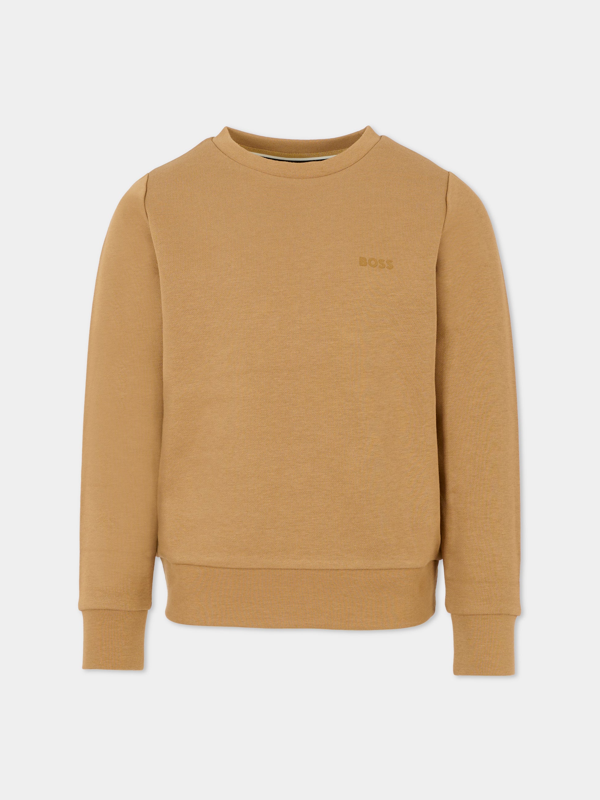 Felpa marrone per bambino con logo,Boss,J52348 269