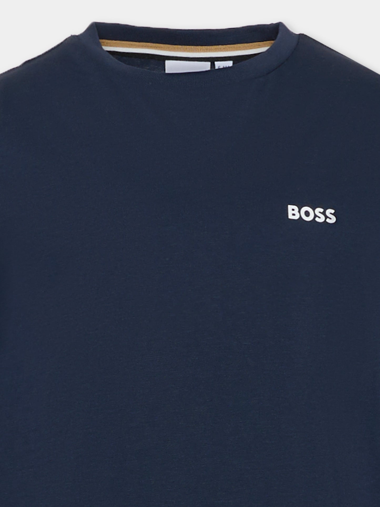 T-shirt blu per bambino con logo,Boss,J52364 849