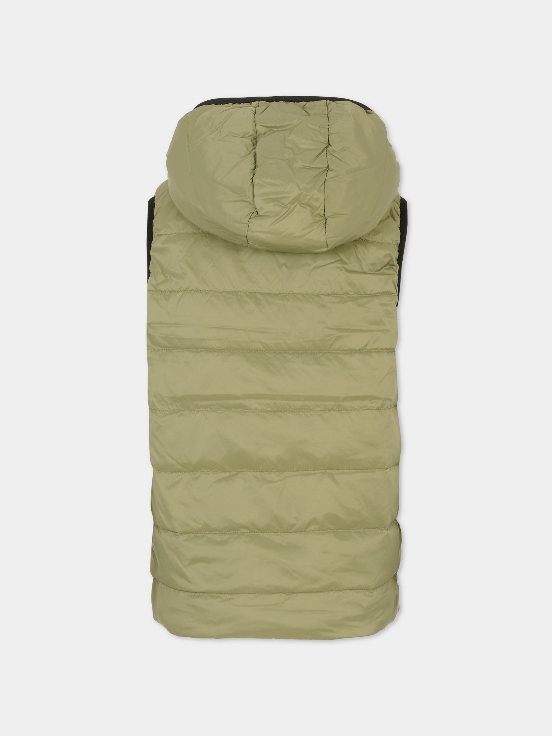 Gilet reversibile verde per bambino con logo,Boss,J52395 724