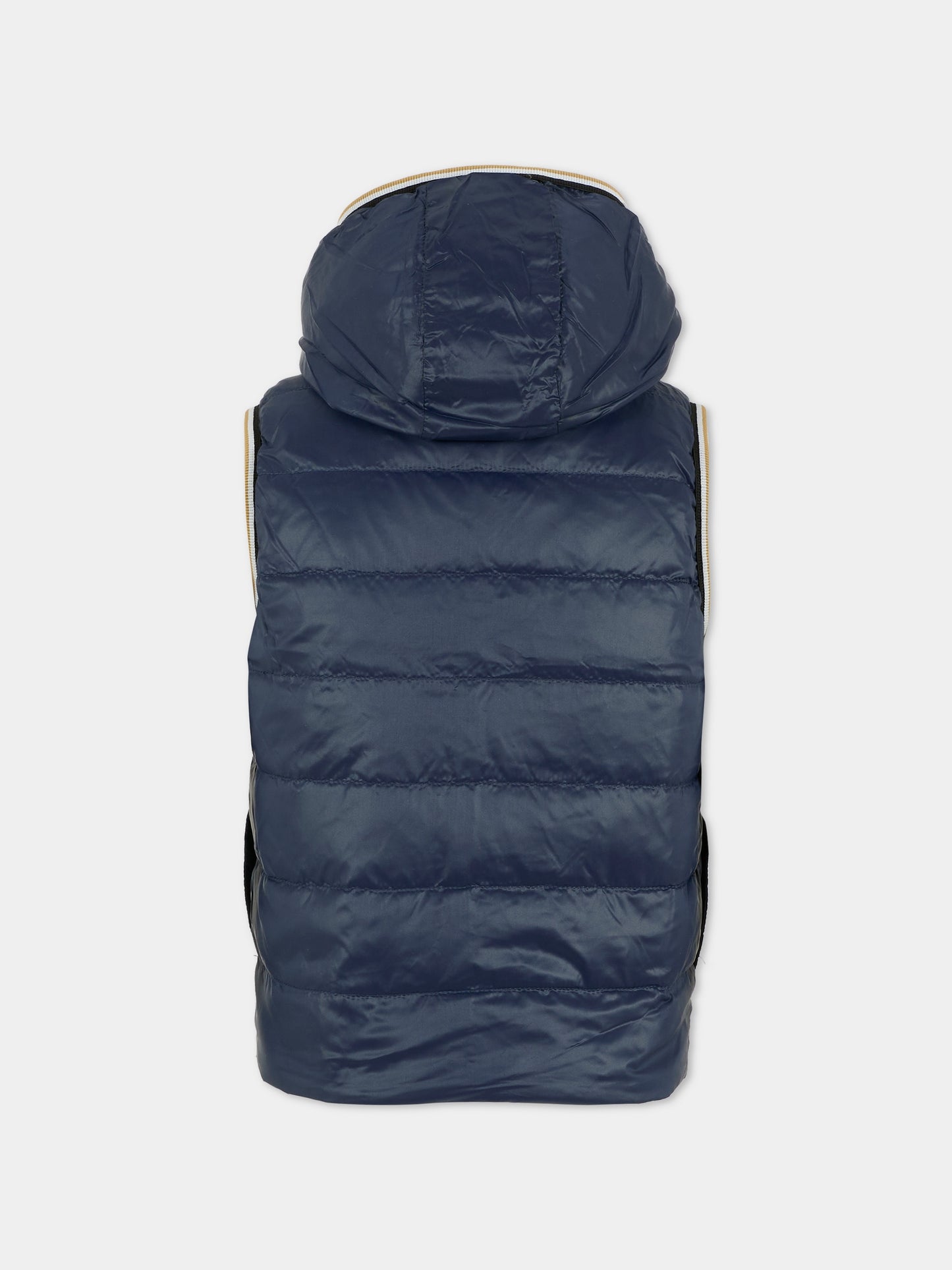 Gilet reversibile celeste per bambino con logo,Boss,J52395 791