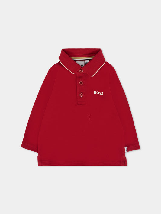 Polo rossa per neonato con logo,Boss,J52449 96D