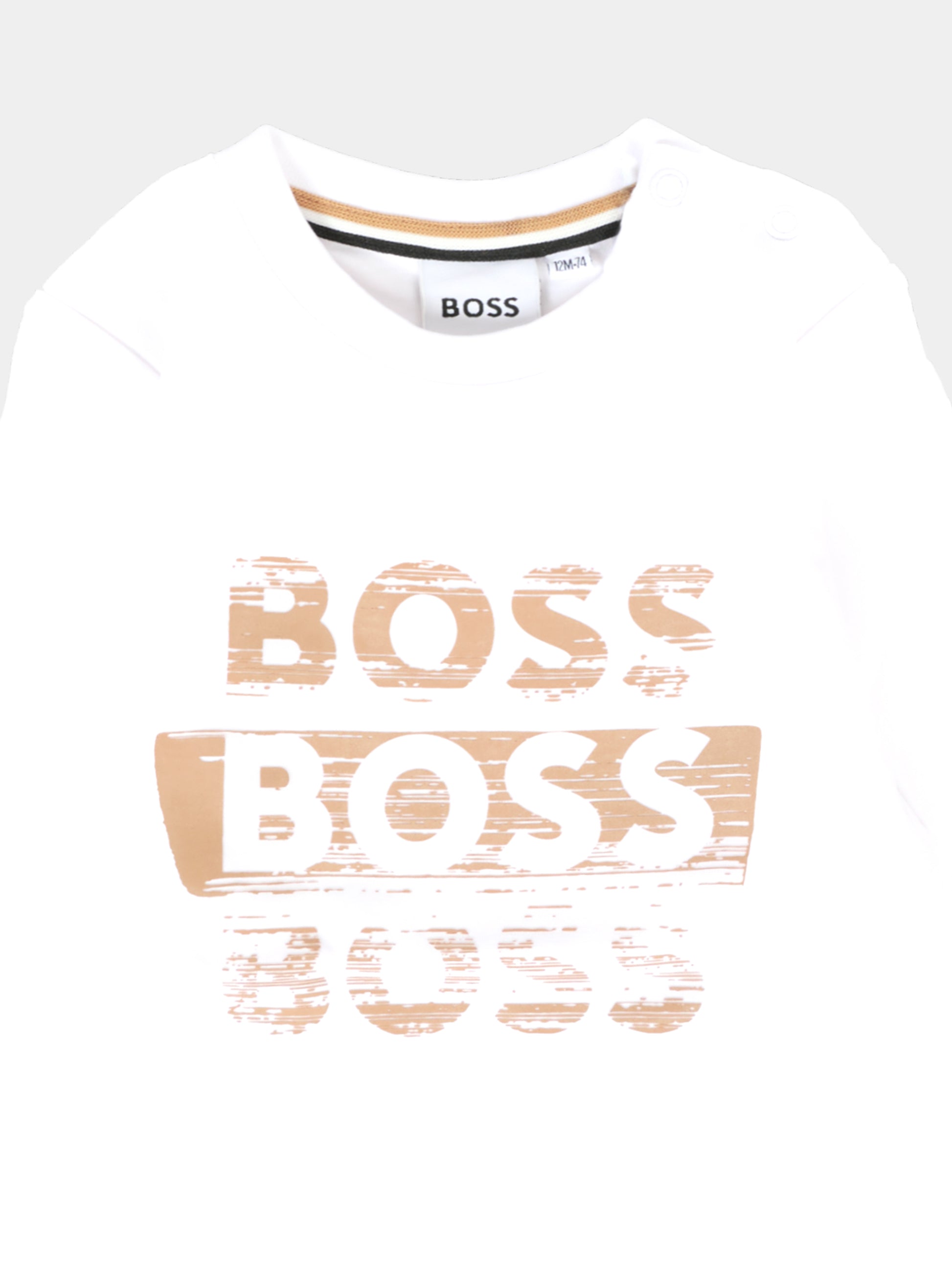 T-shirt bianca per neonato con logo,Boss,J52463 10P