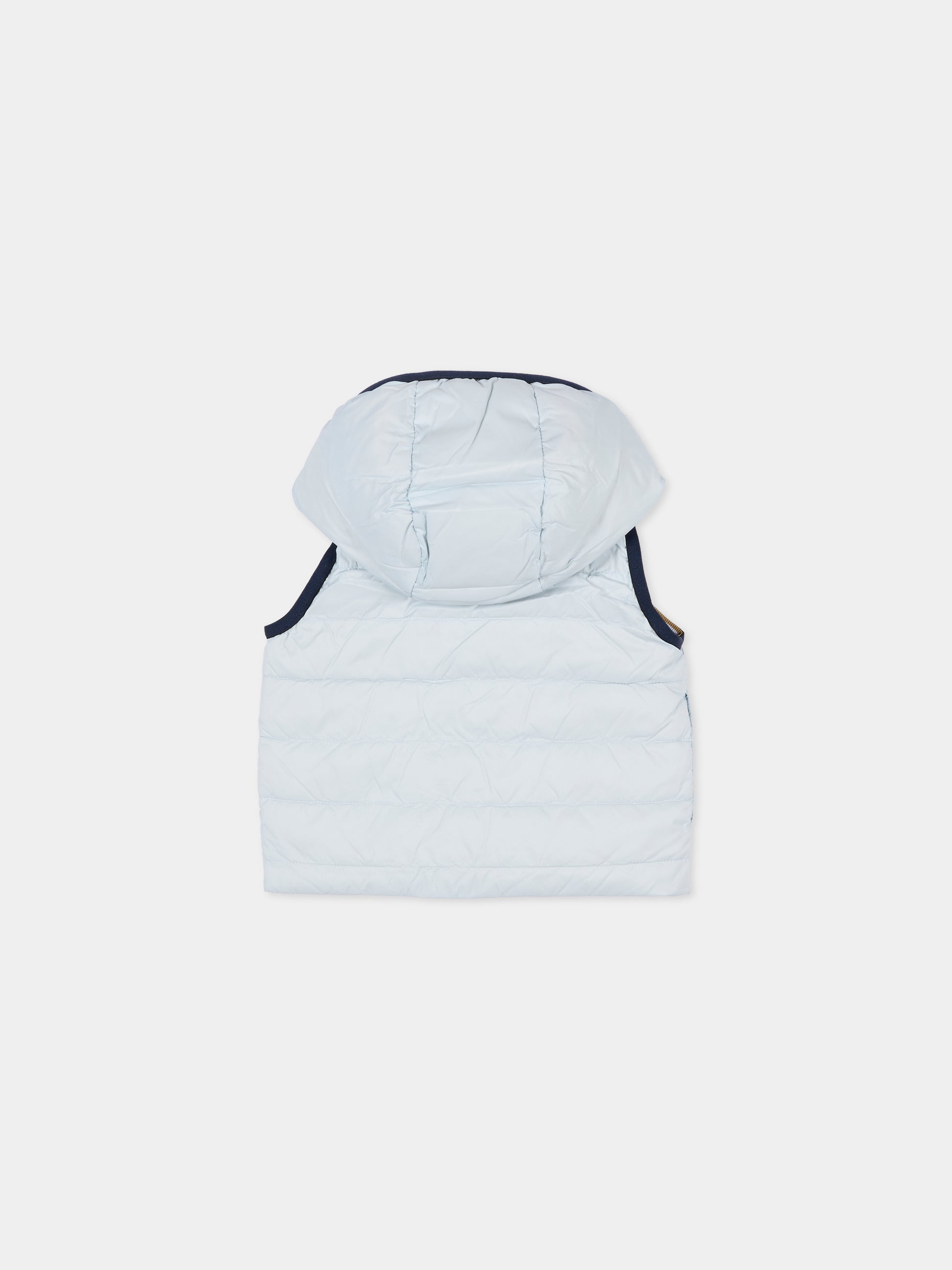 Gilet reversibile azzurro per neonato con logo,Boss,J52474 791