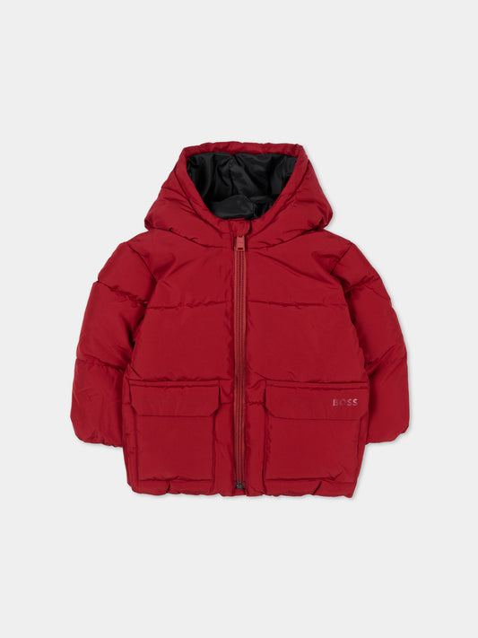 Piumino rosso per neonato con logo,Boss,J52476 96D