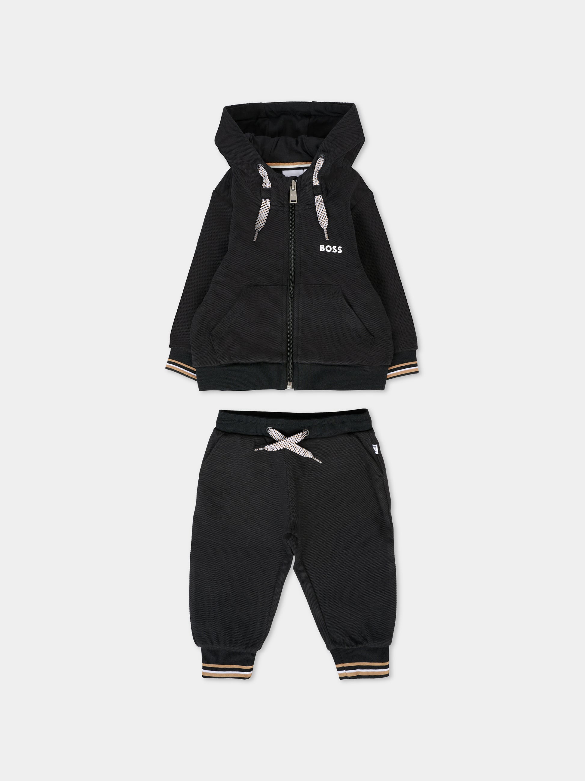 Completo nero per neonato con logo,Boss,J52480 09B
