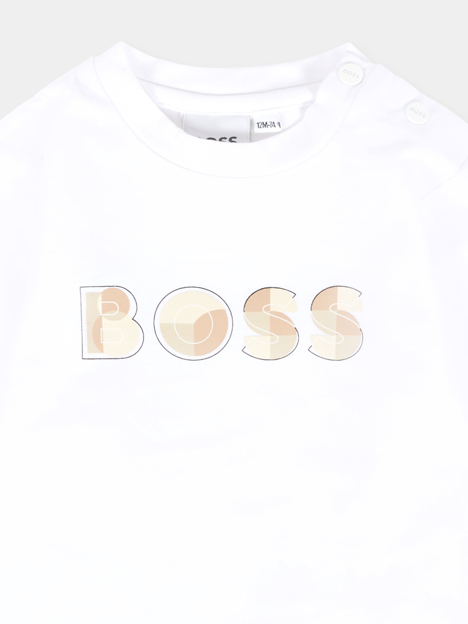 T-shirt bianca per neonato con logo,Boss,J52514 10P