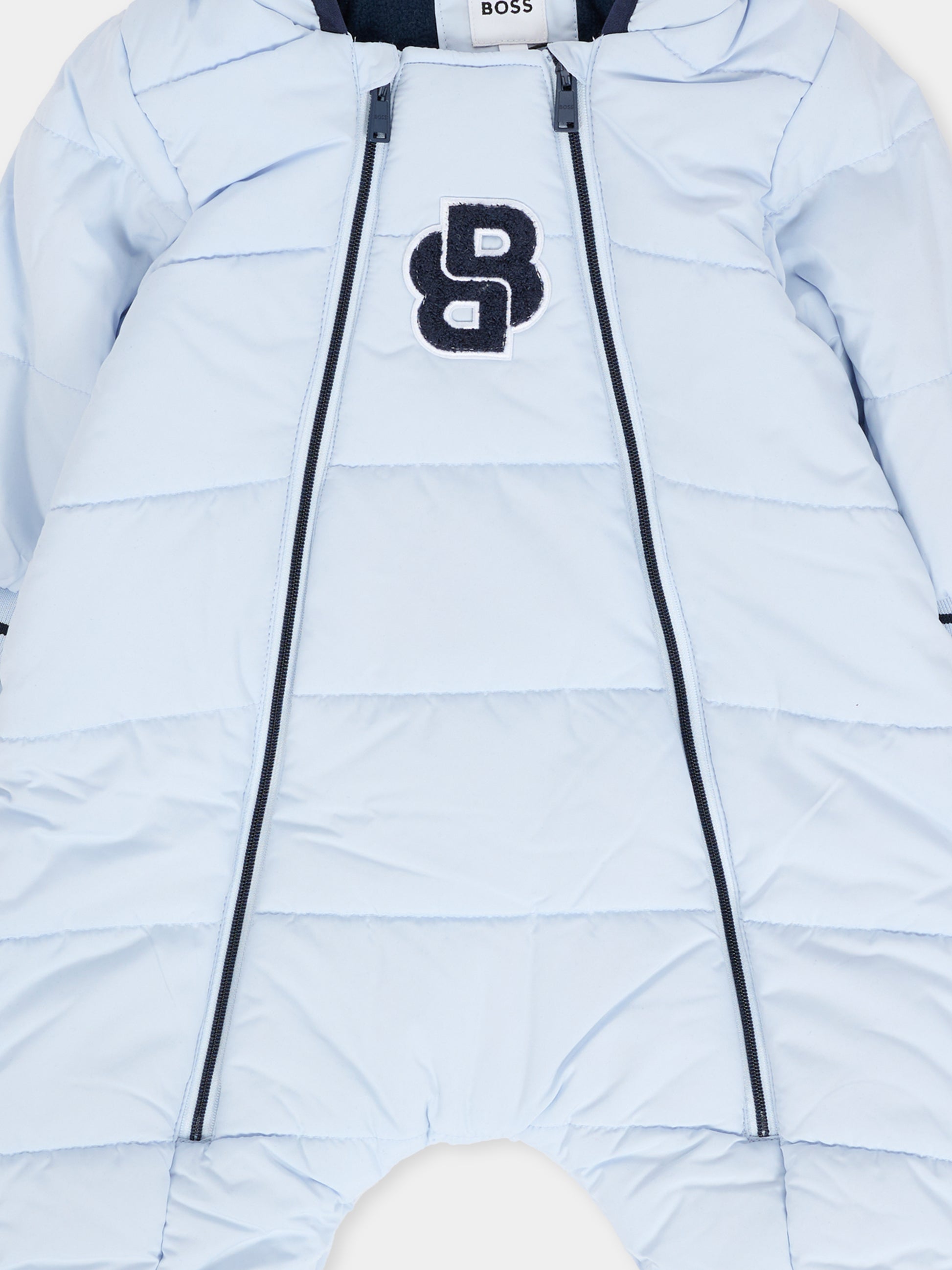 Piumino celeste per neonato con logo,Boss,J52516 771